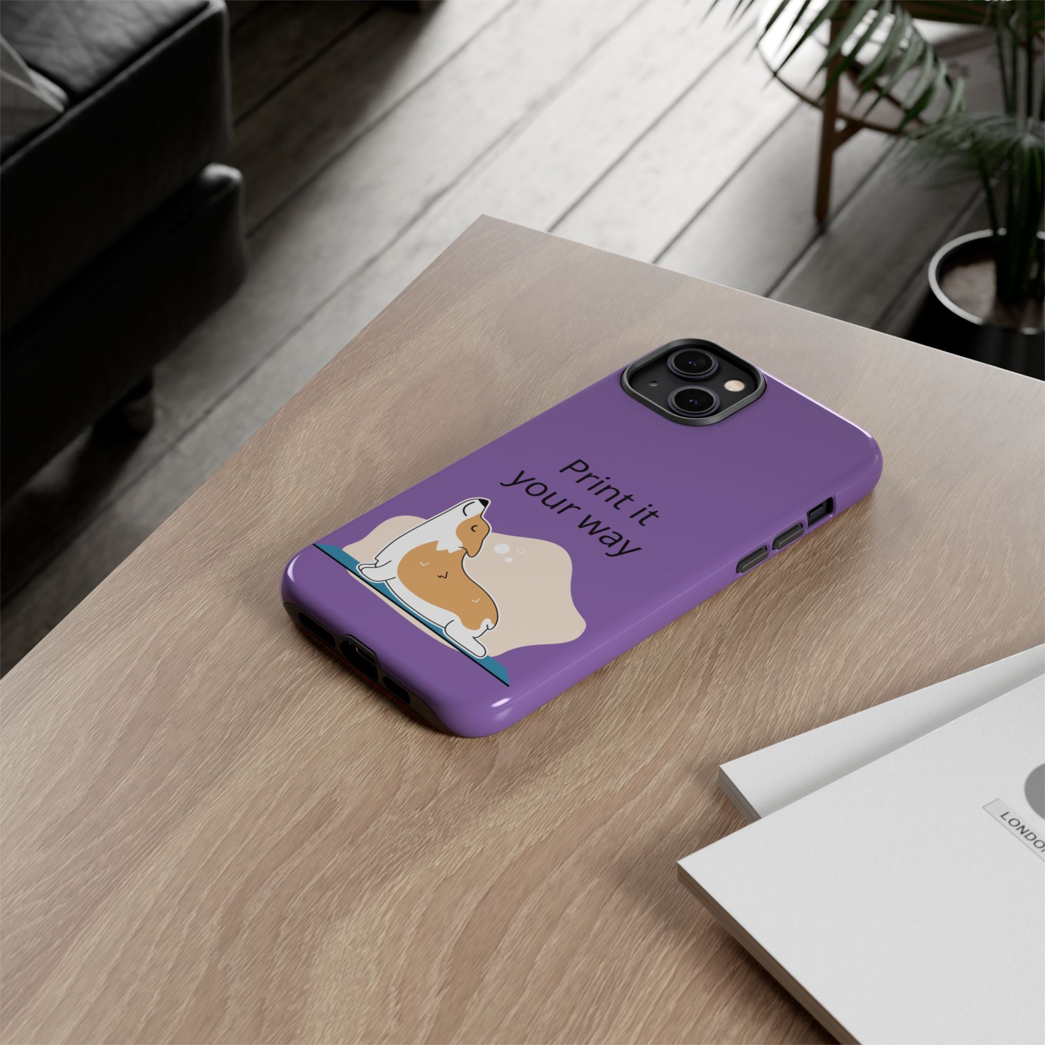 Corgi Stretch Phone Case – "Print it your way" Purple Protective Case