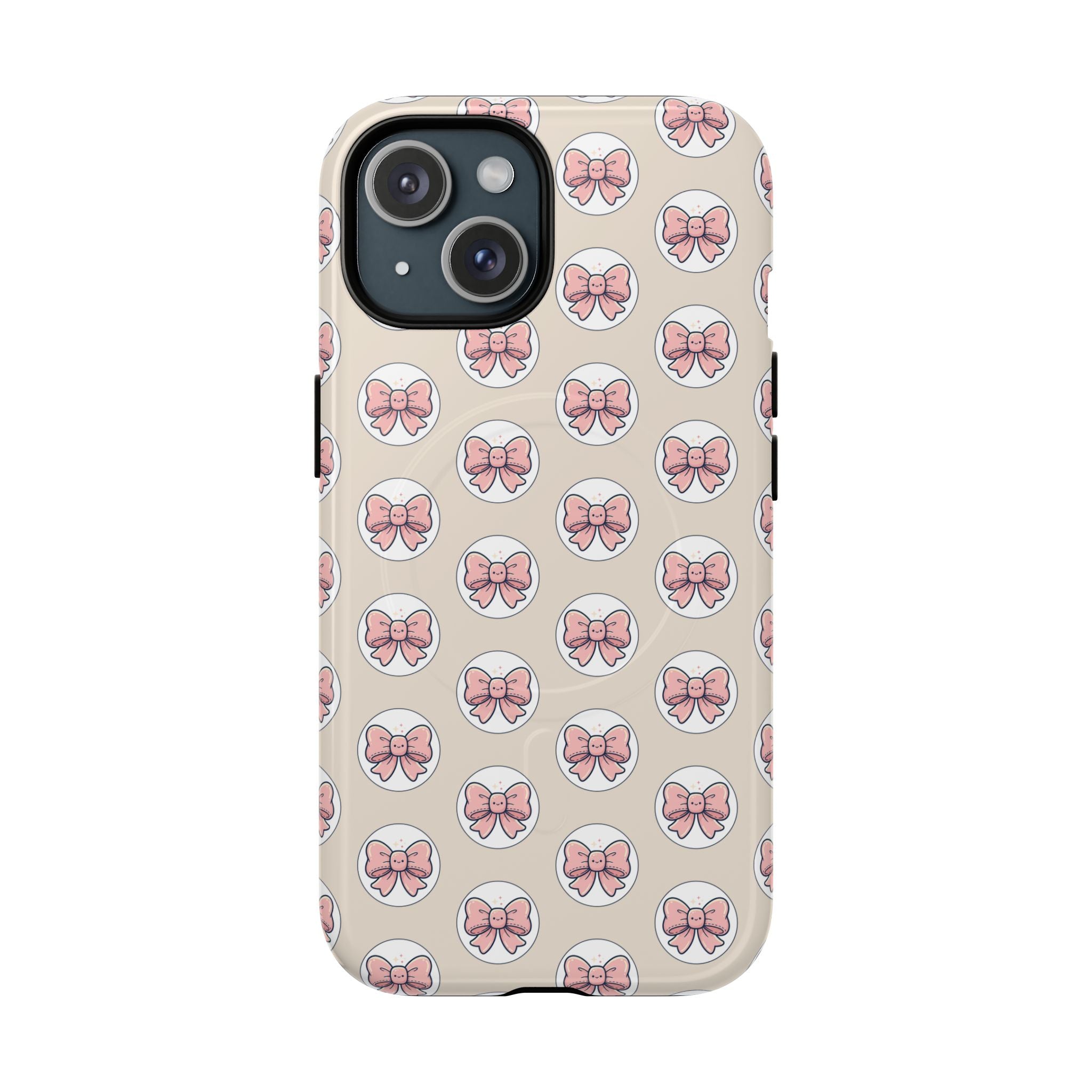 Pink Bow Pattern Tough Magnetic Phone Case — Cute Girly Magnetic Protective Case