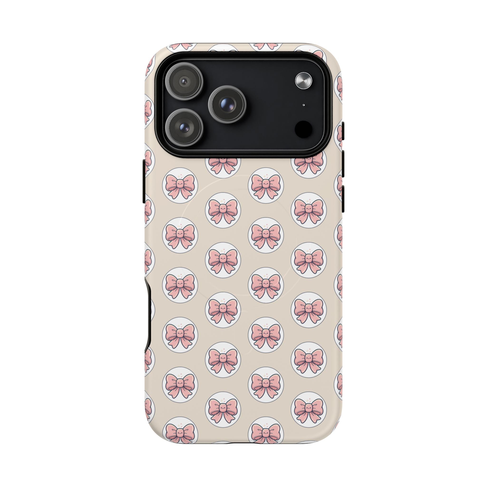 Pink Bow Pattern Tough Magnetic Phone Case — Cute Girly Magnetic Protective Case