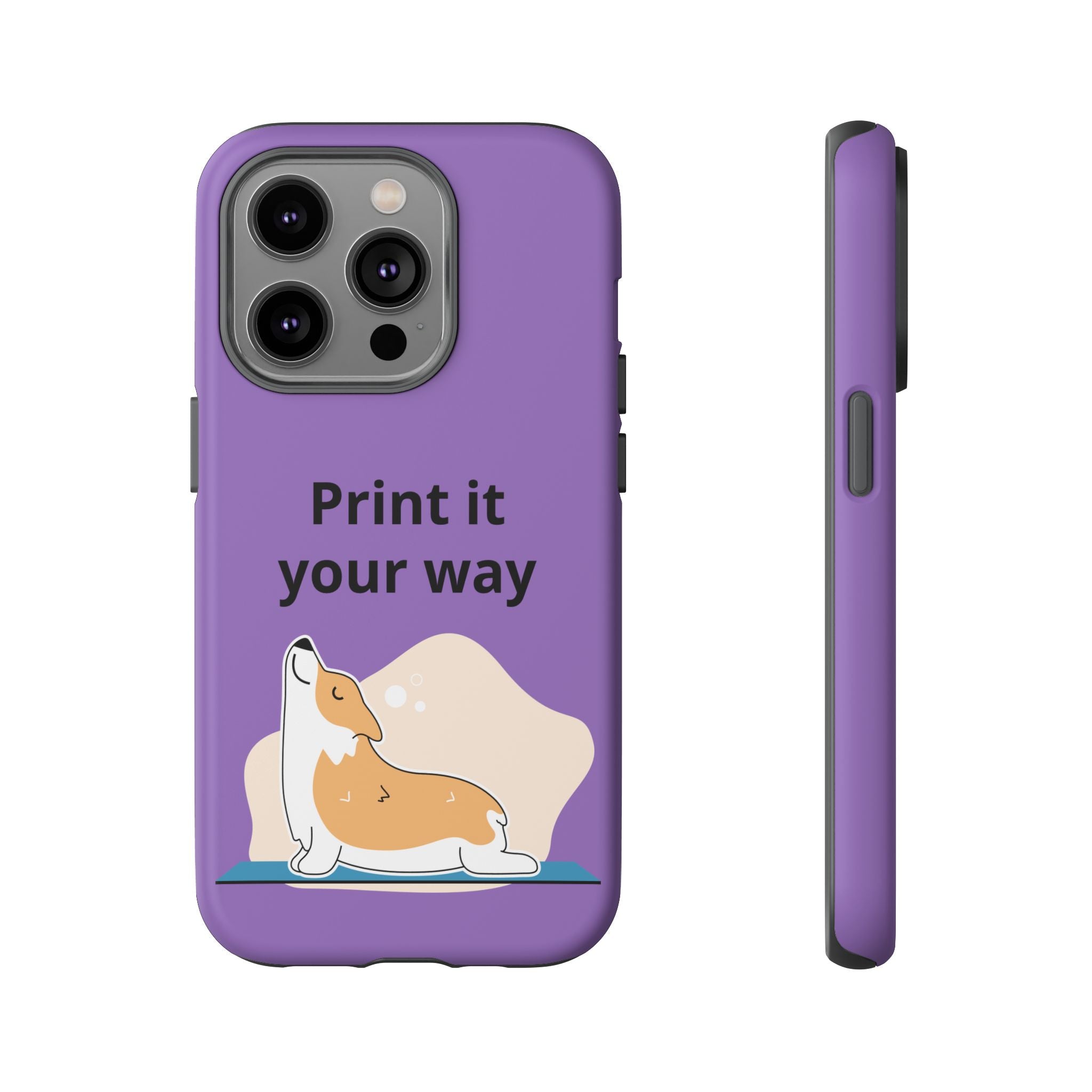Corgi Stretch Phone Case – "Print it your way" Purple Protective Case