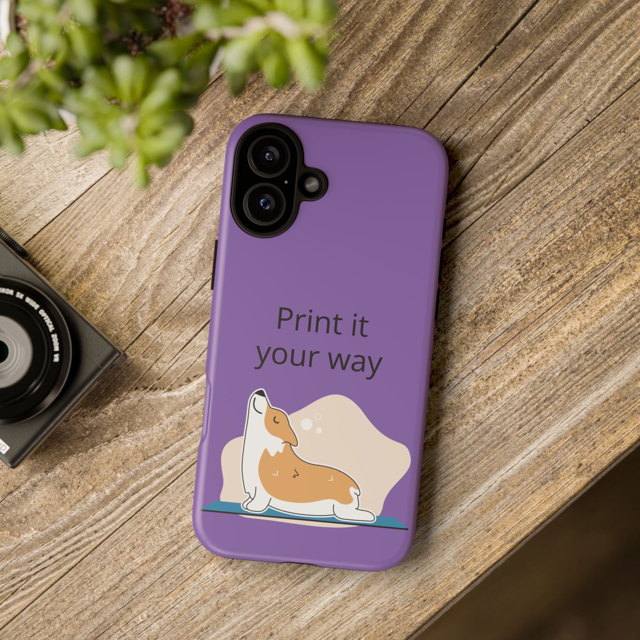 Corgi Stretch Phone Case – "Print it your way" Purple Protective Case