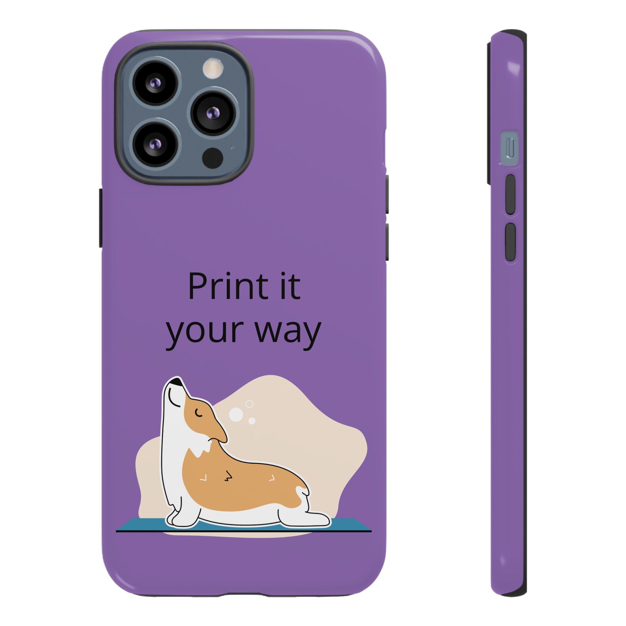 Corgi Stretch Phone Case – "Print it your way" Purple Protective Case