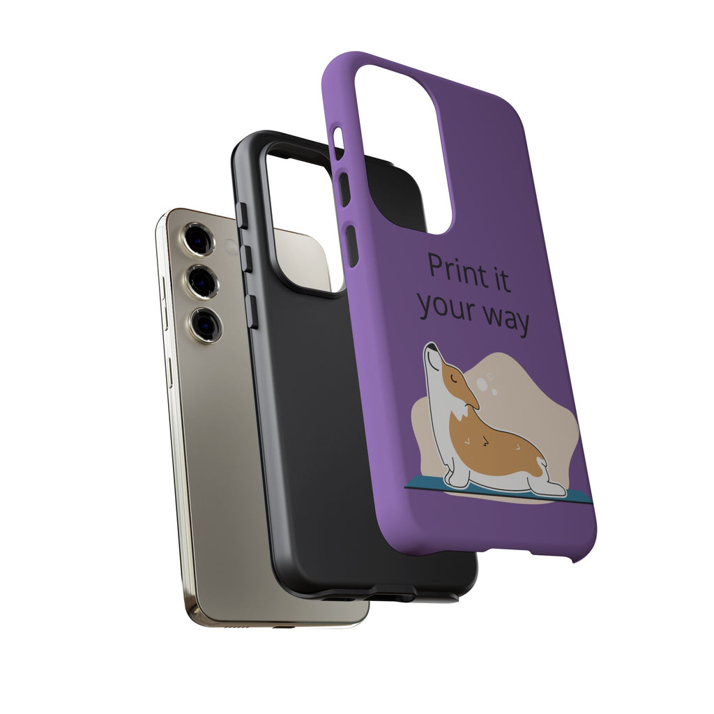Corgi Stretch Phone Case – "Print it your way" Purple Protective Case