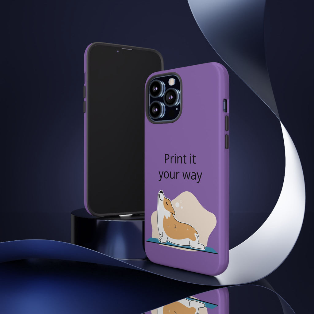 Corgi Stretch Phone Case – "Print it your way" Purple Protective Case