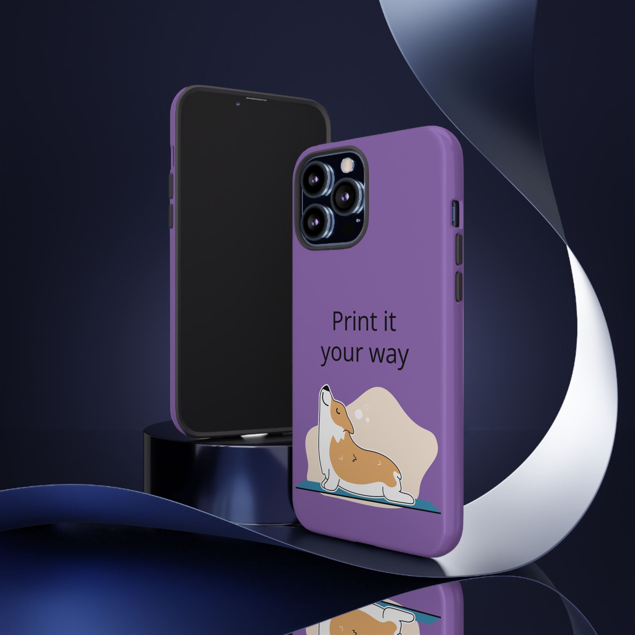 Corgi Stretch Phone Case – "Print it your way" Purple Protective Case