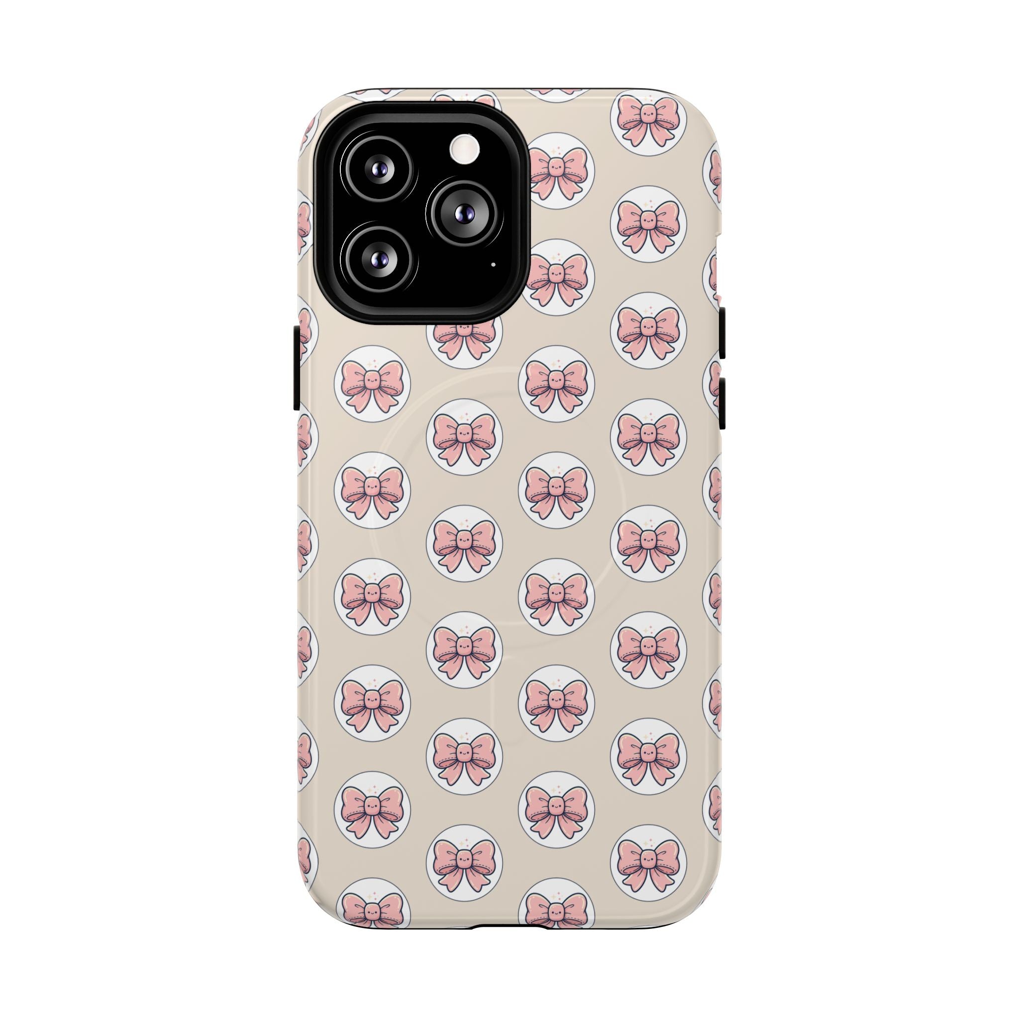 Pink Bow Pattern Tough Magnetic Phone Case — Cute Girly Magnetic Protective Case
