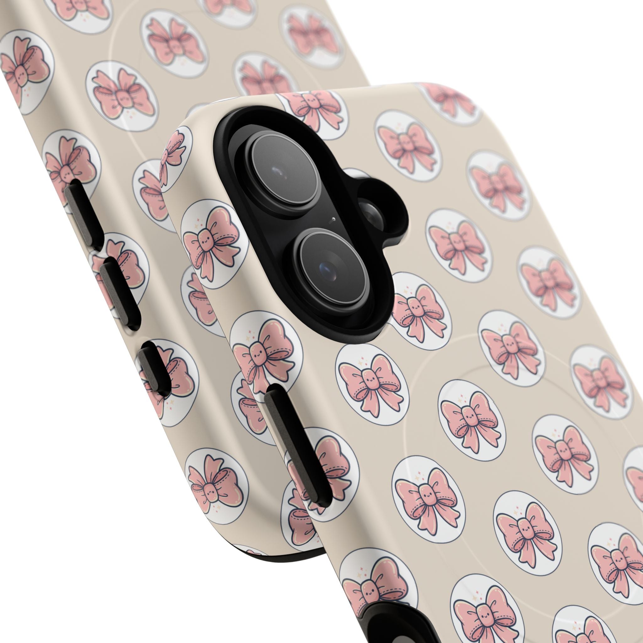 Pink Bow Pattern Tough Magnetic Phone Case — Cute Girly Magnetic Protective Case