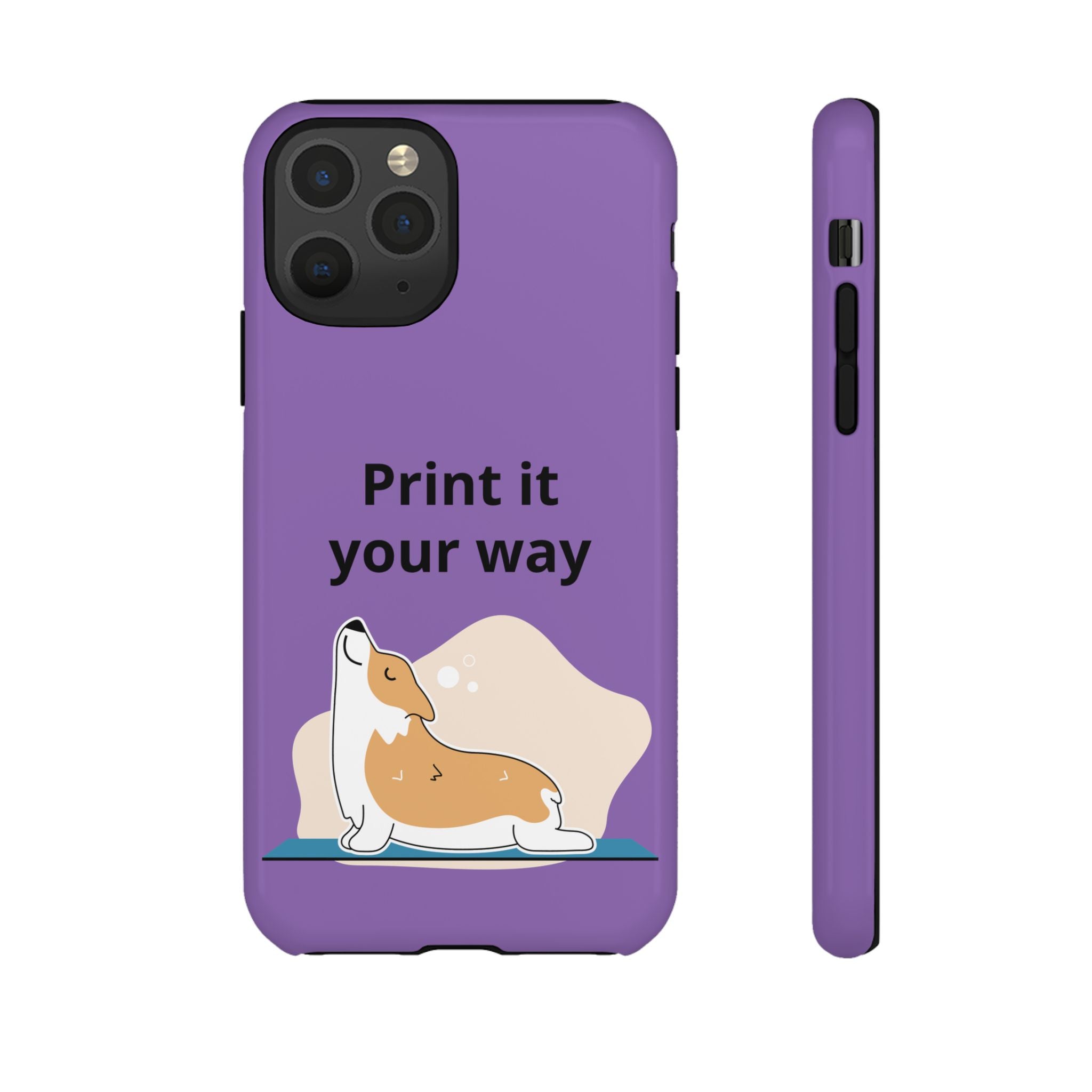 Corgi Stretch Phone Case – "Print it your way" Purple Protective Case