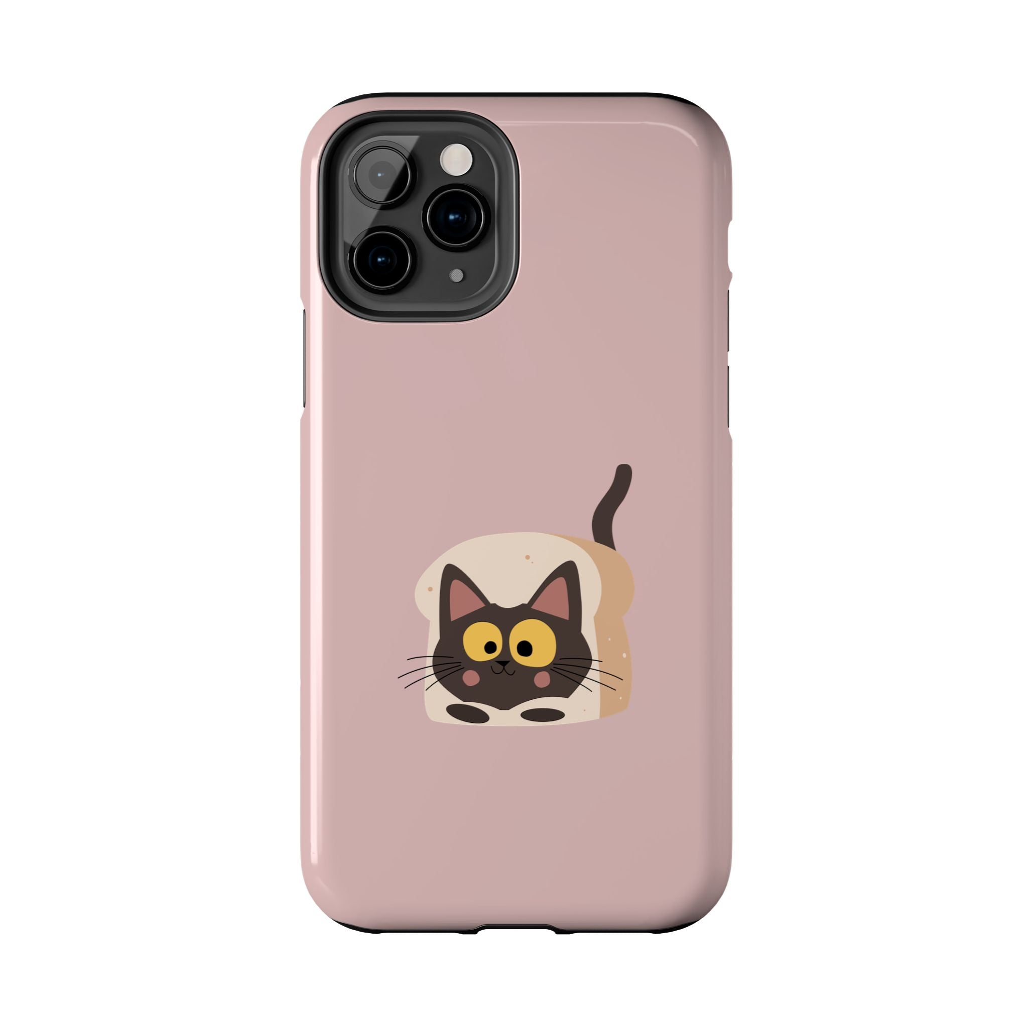 Tough Phone Case — Cute Black Cat in Bread Illustration (Protective iPhone Case)