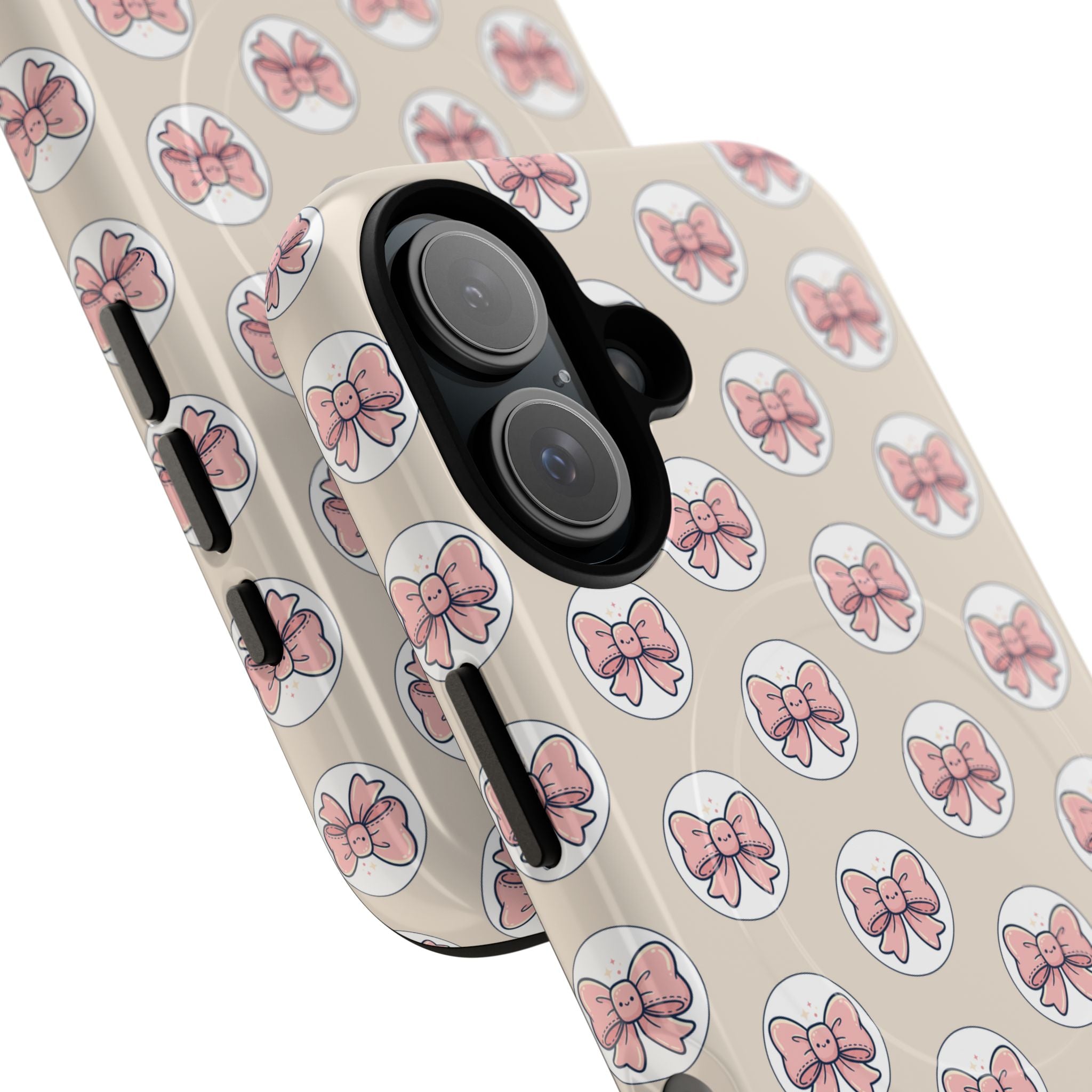 Pink Bow Pattern Tough Magnetic Phone Case — Cute Girly Magnetic Protective Case