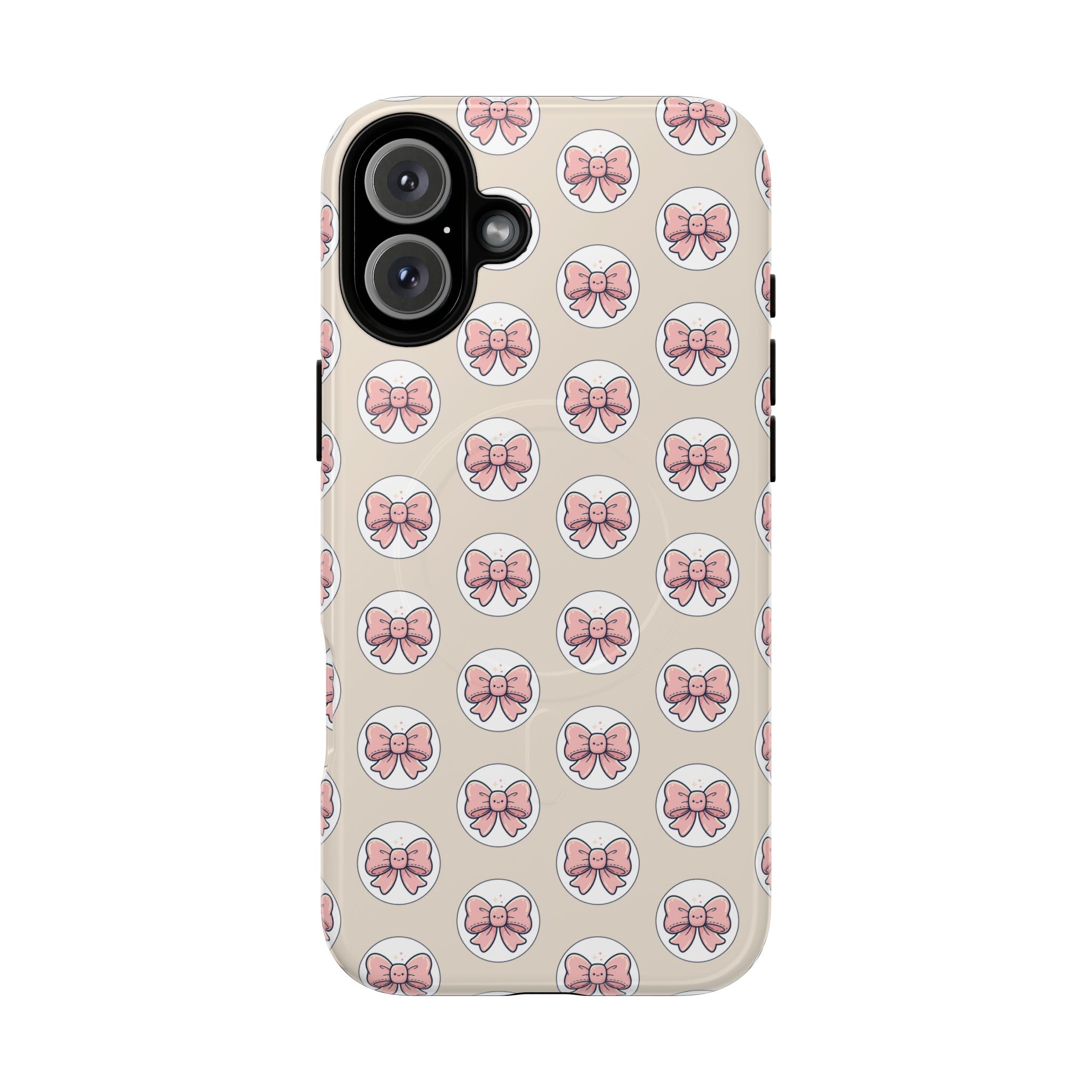 Pink Bow Pattern Tough Magnetic Phone Case — Cute Girly Magnetic Protective Case