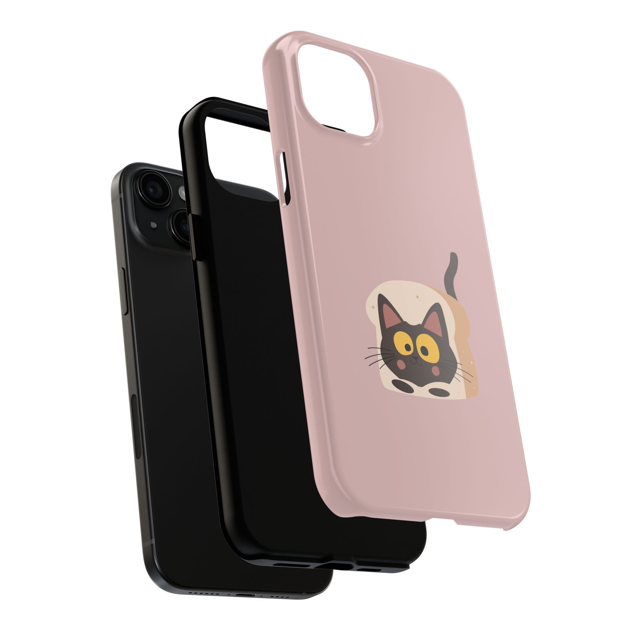 Tough Phone Case — Cute Black Cat in Bread Illustration (Protective iPhone Case)