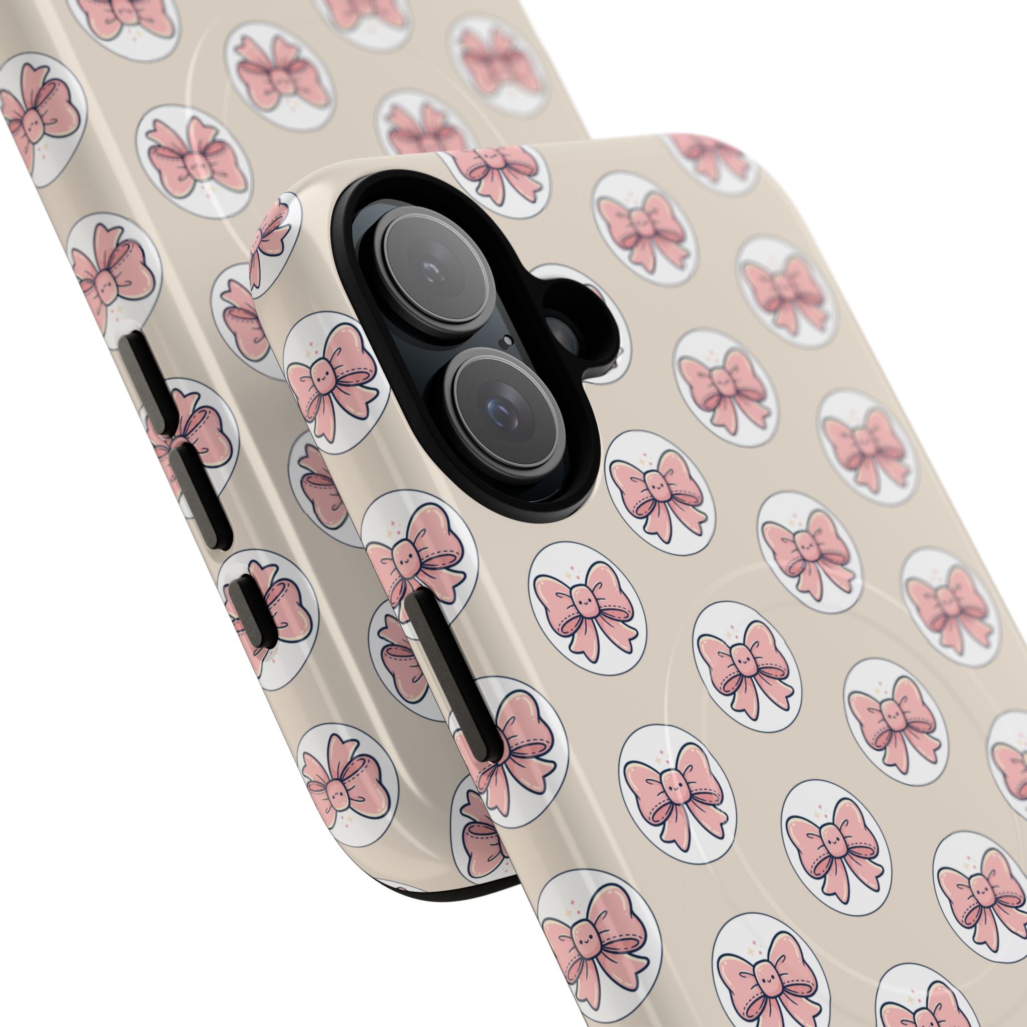 Pink Bow Pattern Tough Magnetic Phone Case — Cute Girly Magnetic Protective Case