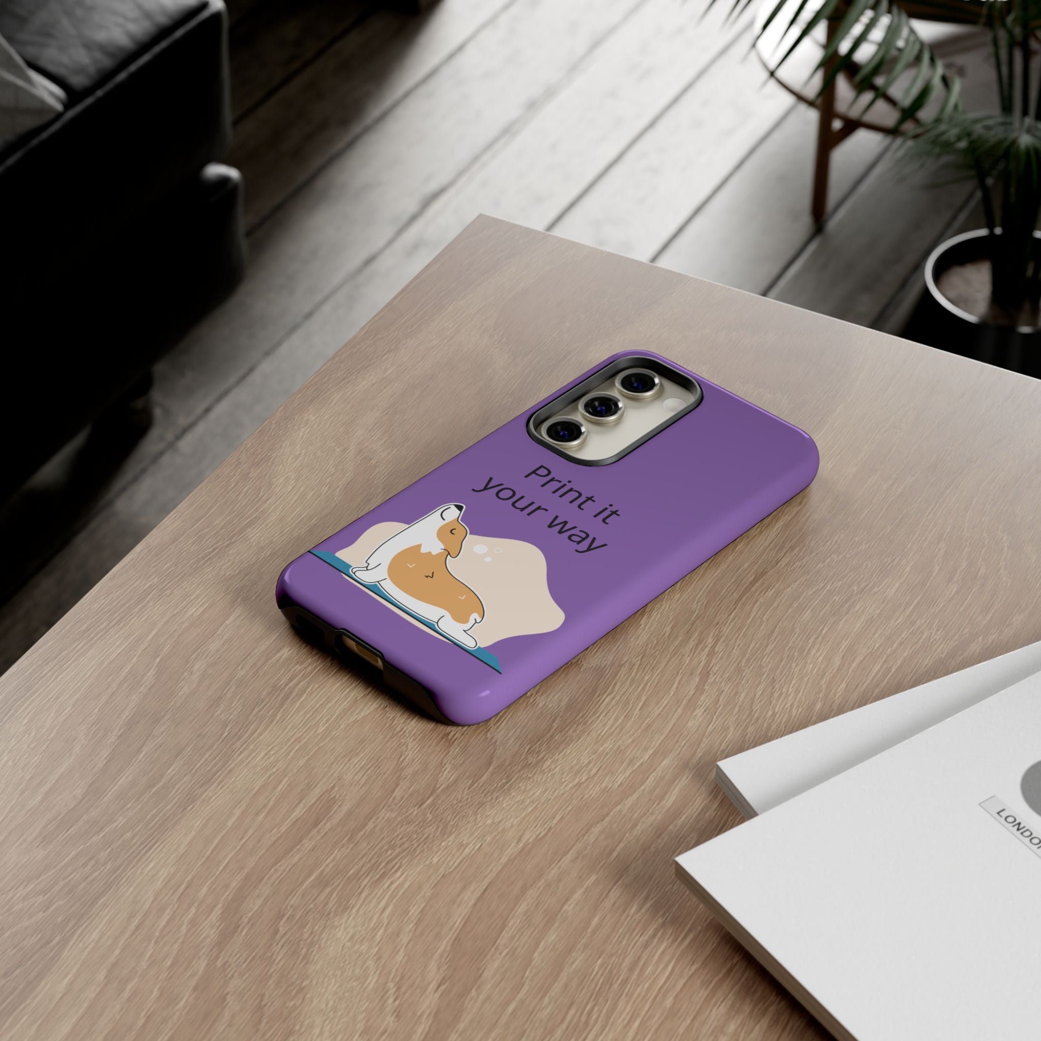 Corgi Stretch Phone Case – "Print it your way" Purple Protective Case