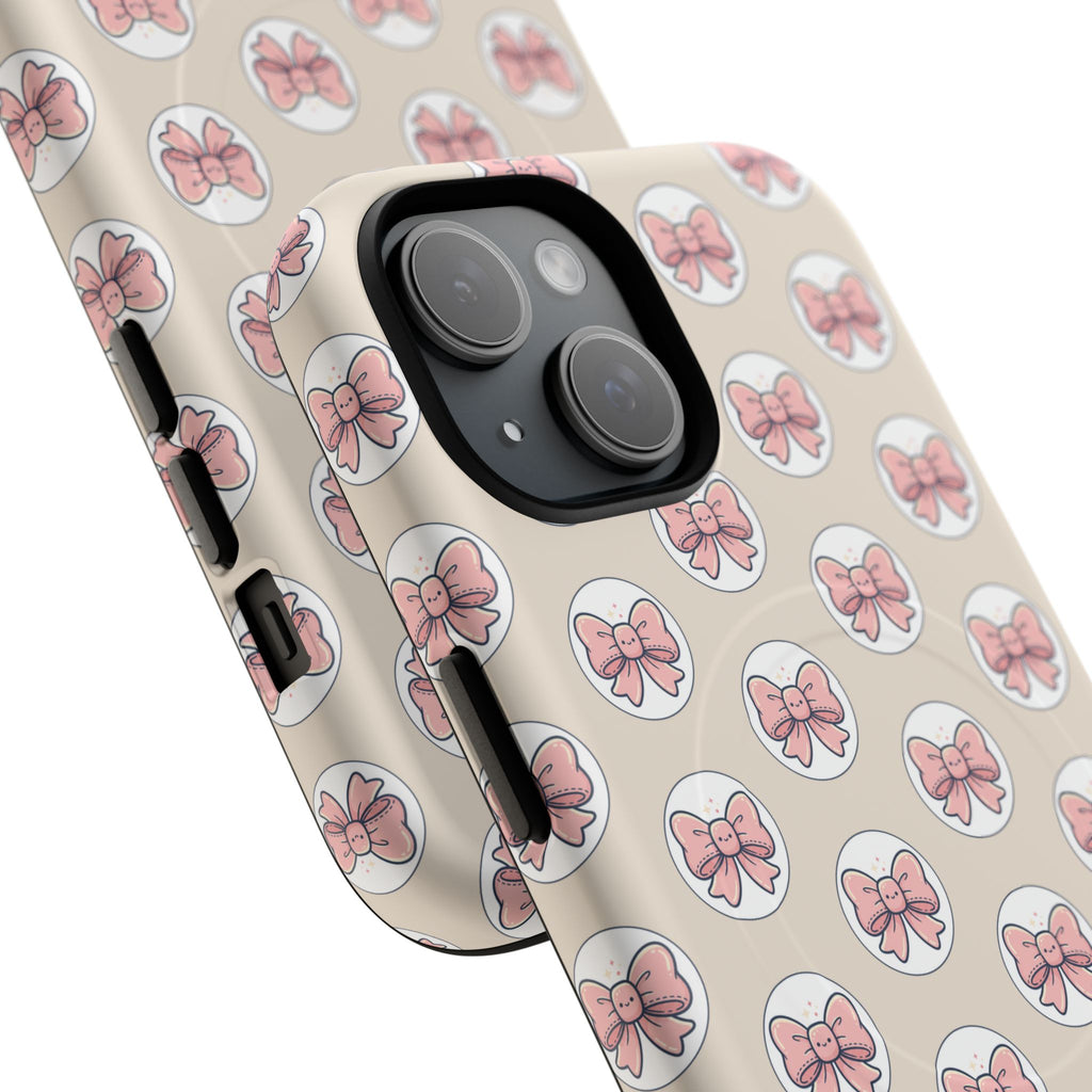 Pink Bow Pattern Tough Magnetic Phone Case — Cute Girly Magnetic Protective Case