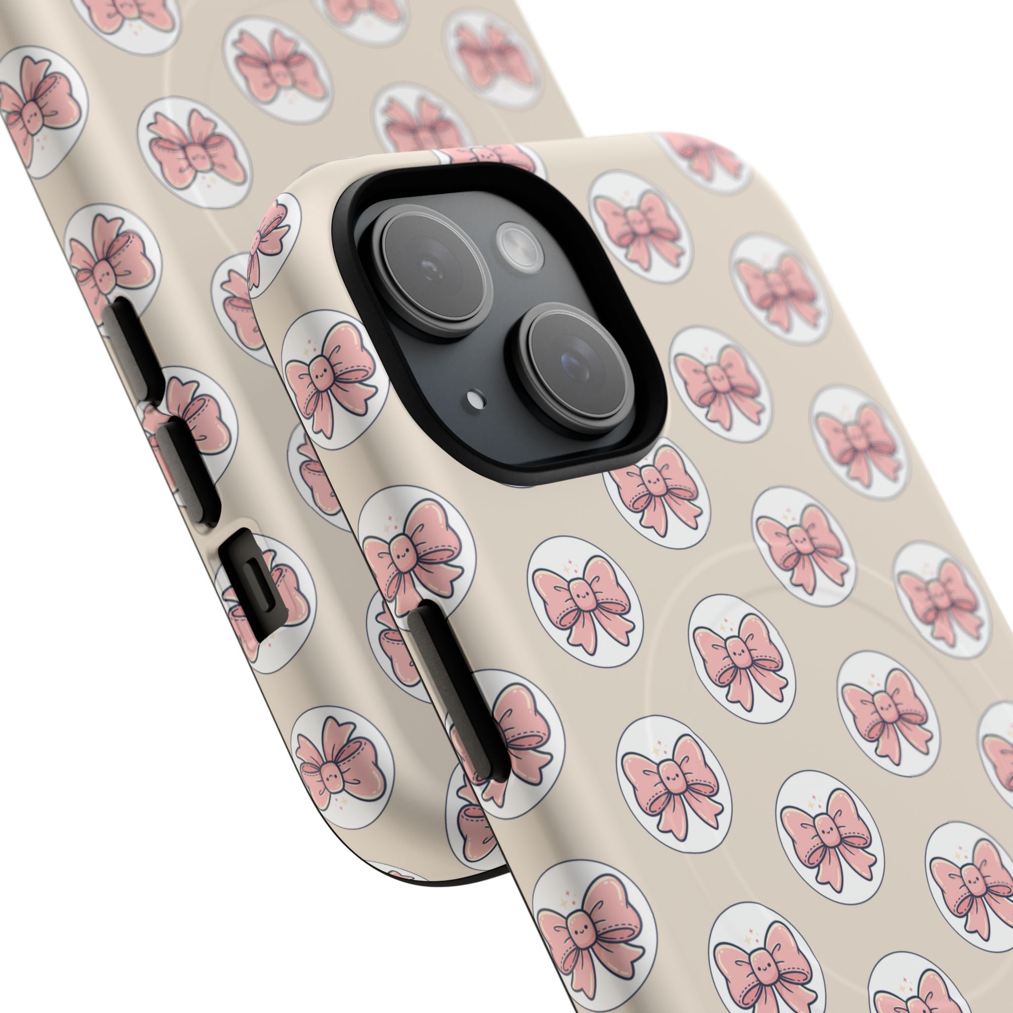 Pink Bow Pattern Tough Magnetic Phone Case — Cute Girly Magnetic Protective Case