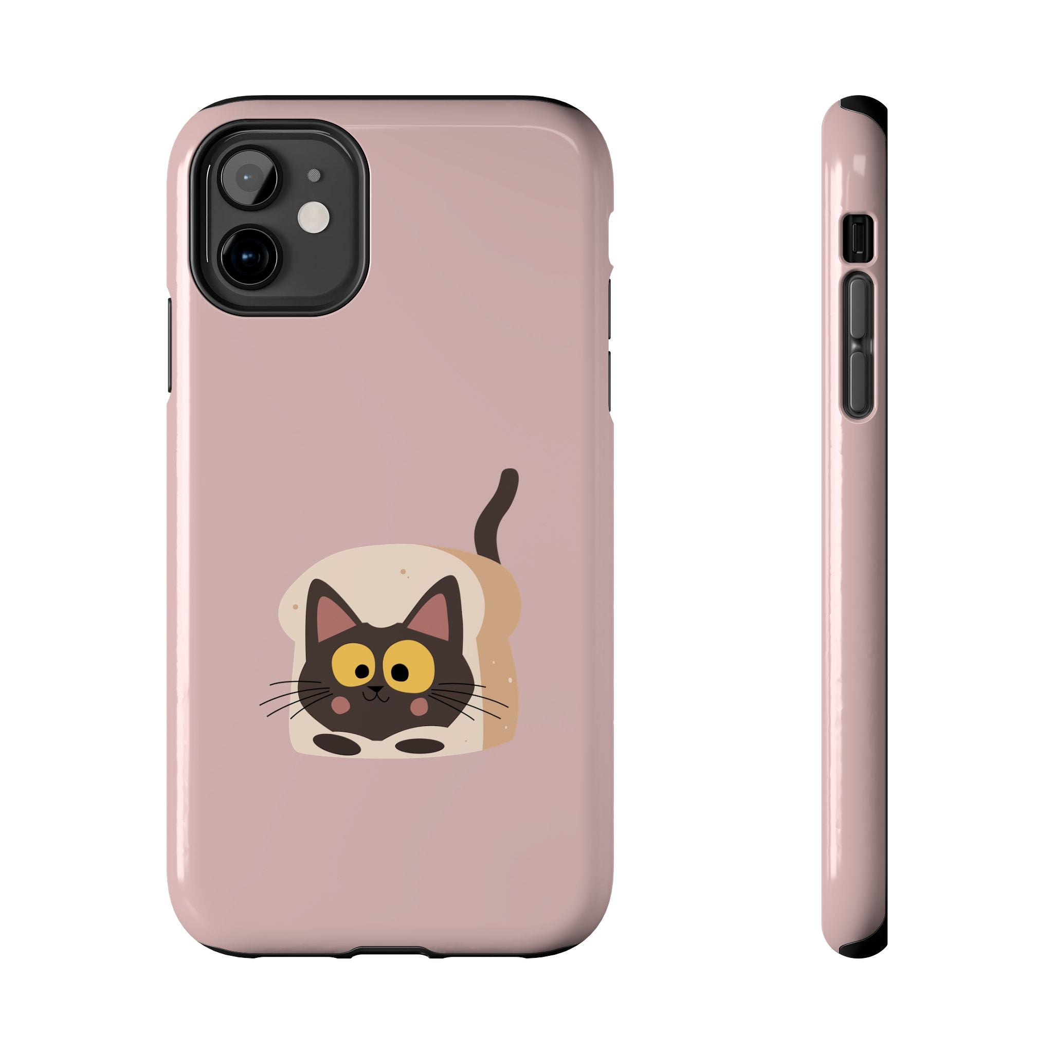 Tough Phone Case — Cute Black Cat in Bread Illustration (Protective iPhone Case)