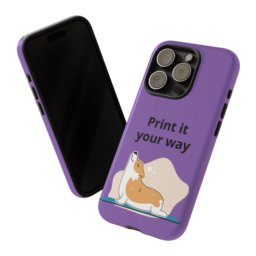 Corgi Stretch Phone Case – "Print it your way" Purple Protective Case