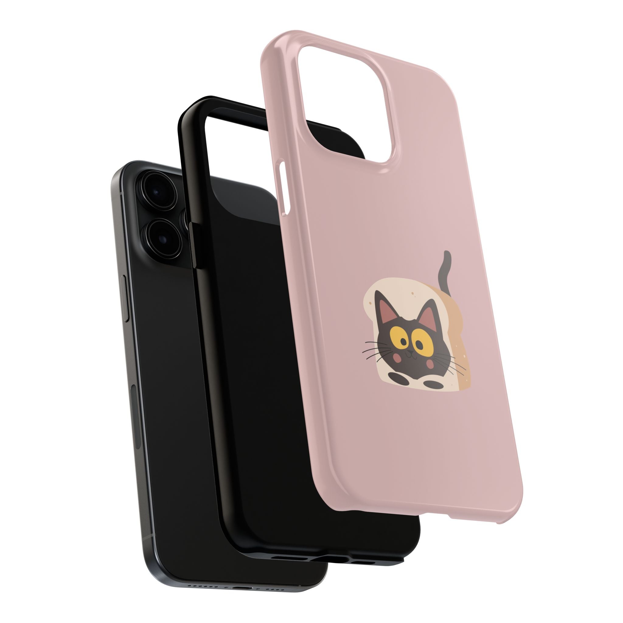 Tough Phone Case — Cute Black Cat in Bread Illustration (Protective iPhone Case)