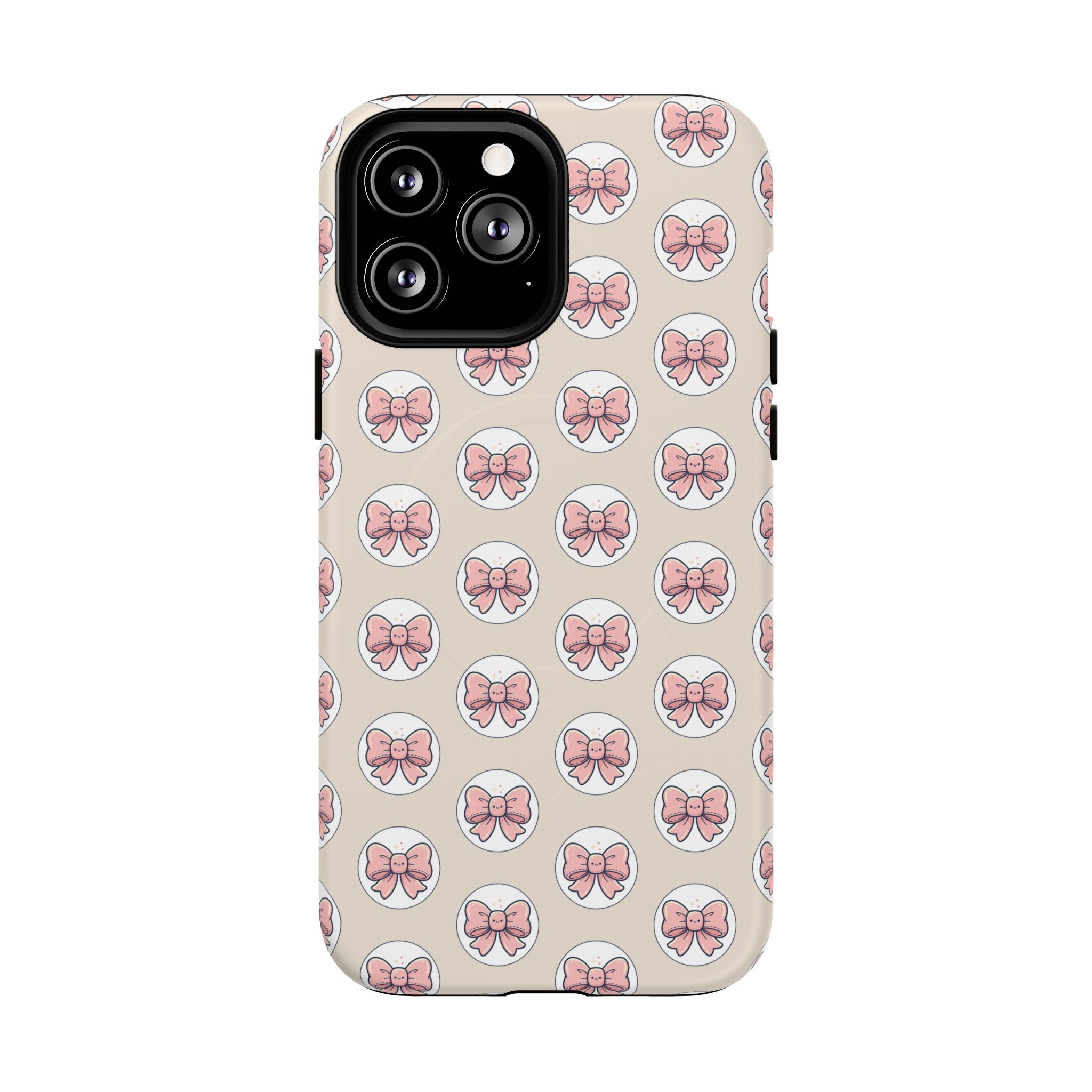 Pink Bow Pattern Tough Magnetic Phone Case — Cute Girly Magnetic Protective Case