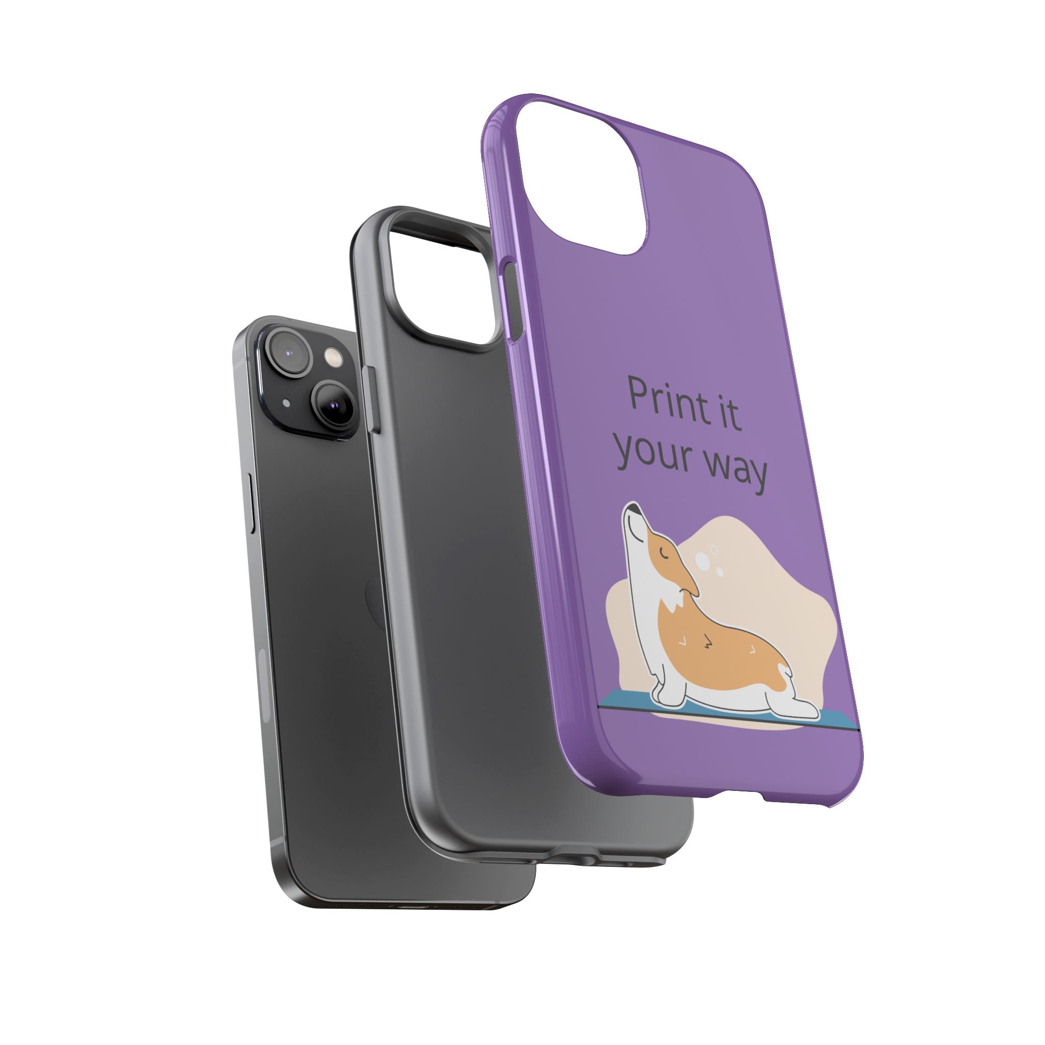 Corgi Stretch Phone Case – "Print it your way" Purple Protective Case