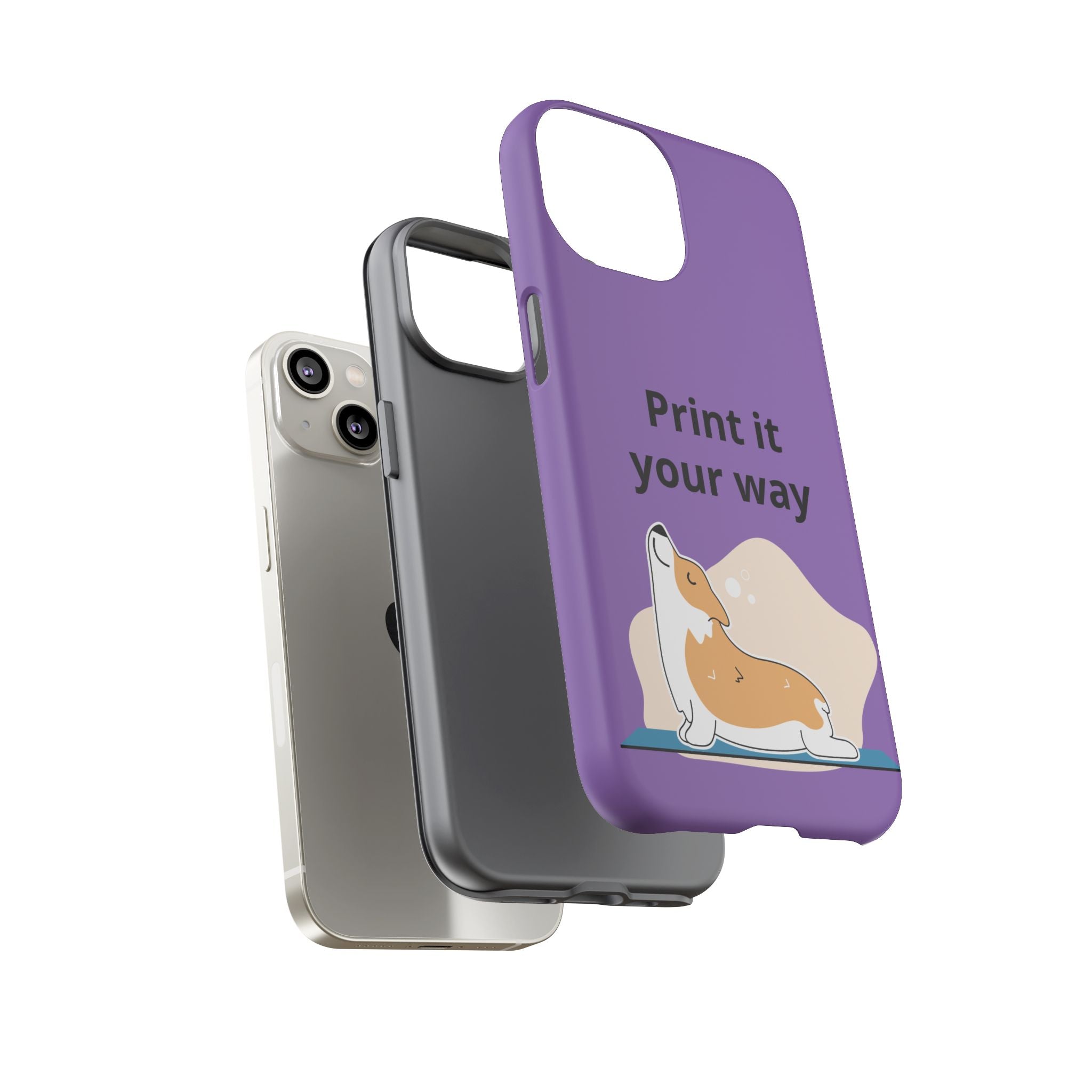 Corgi Stretch Phone Case – "Print it your way" Purple Protective Case