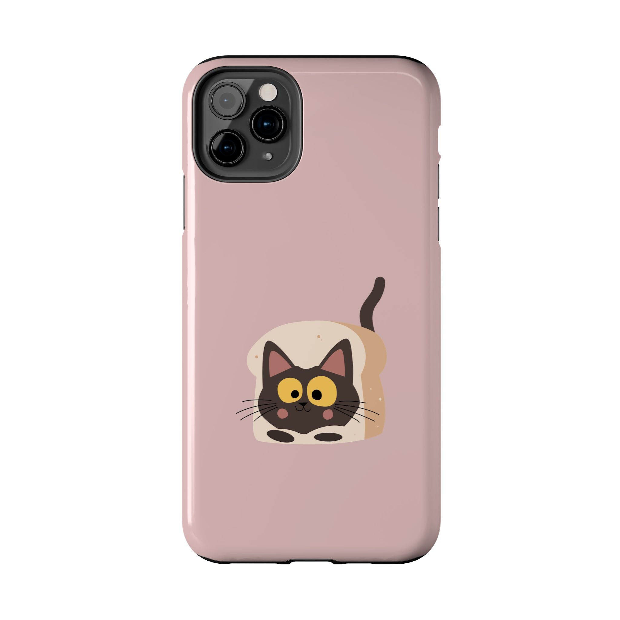 Tough Phone Case — Cute Black Cat in Bread Illustration (Protective iPhone Case)