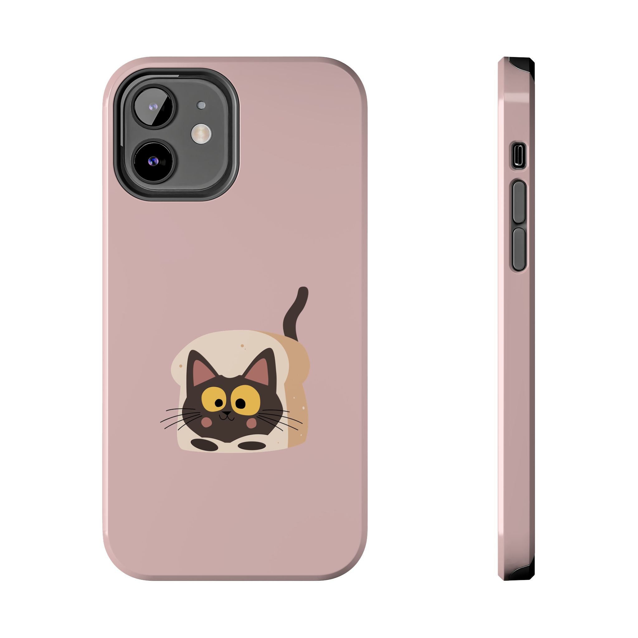 Tough Phone Case — Cute Black Cat in Bread Illustration (Protective iPhone Case)