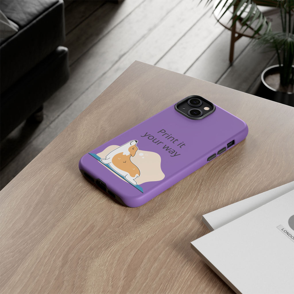 Corgi Stretch Phone Case – "Print it your way" Purple Protective Case