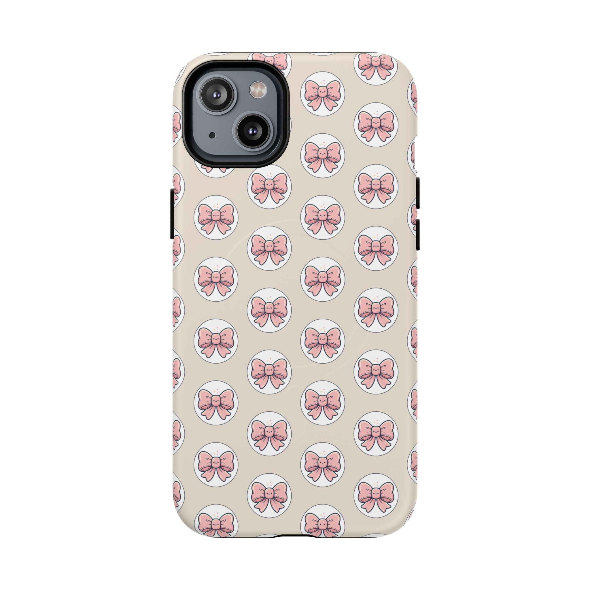 Pink Bow Pattern Tough Magnetic Phone Case — Cute Girly Magnetic Protective Case