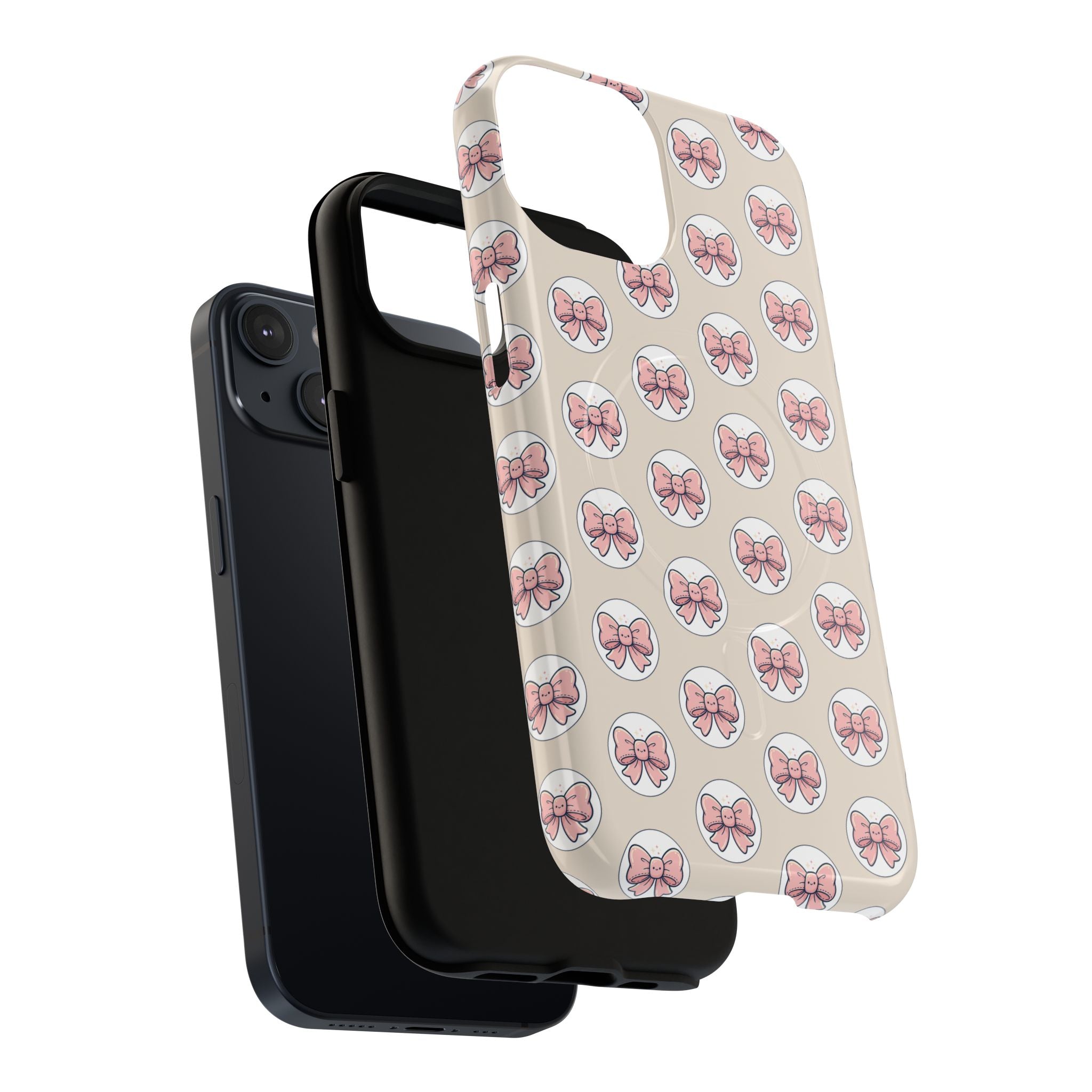 Pink Bow Pattern Tough Magnetic Phone Case — Cute Girly Magnetic Protective Case