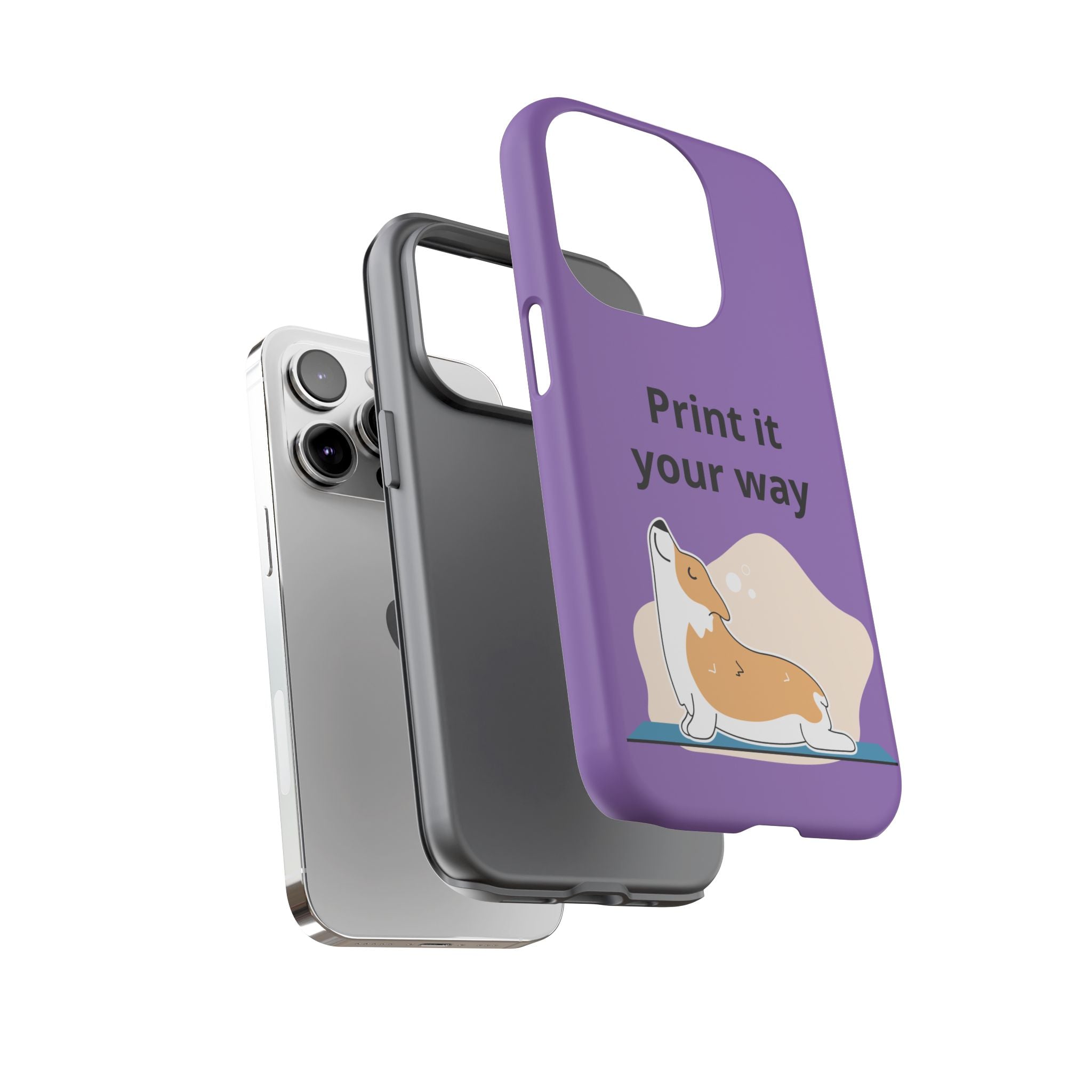 Corgi Stretch Phone Case – "Print it your way" Purple Protective Case
