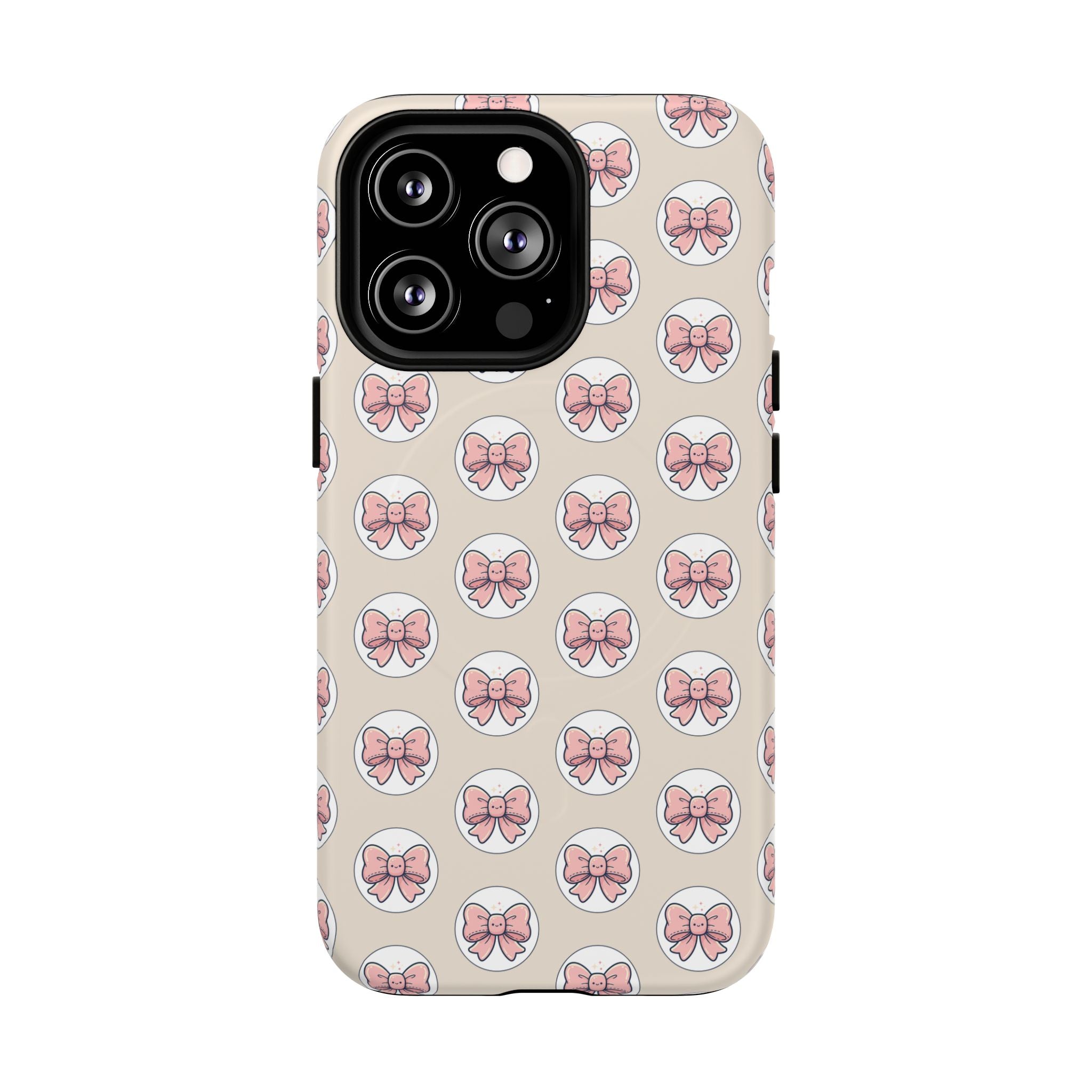 Pink Bow Pattern Tough Magnetic Phone Case — Cute Girly Magnetic Protective Case
