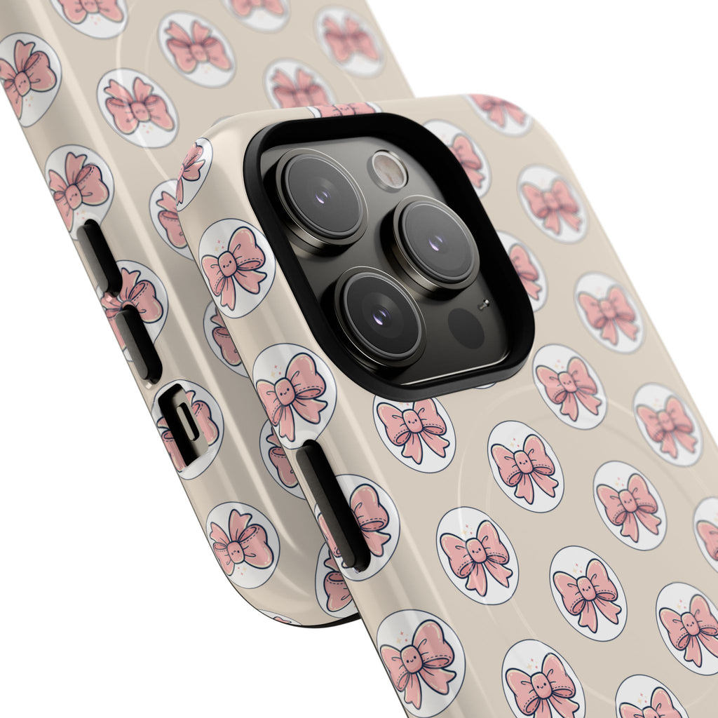 Pink Bow Pattern Tough Magnetic Phone Case — Cute Girly Magnetic Protective Case