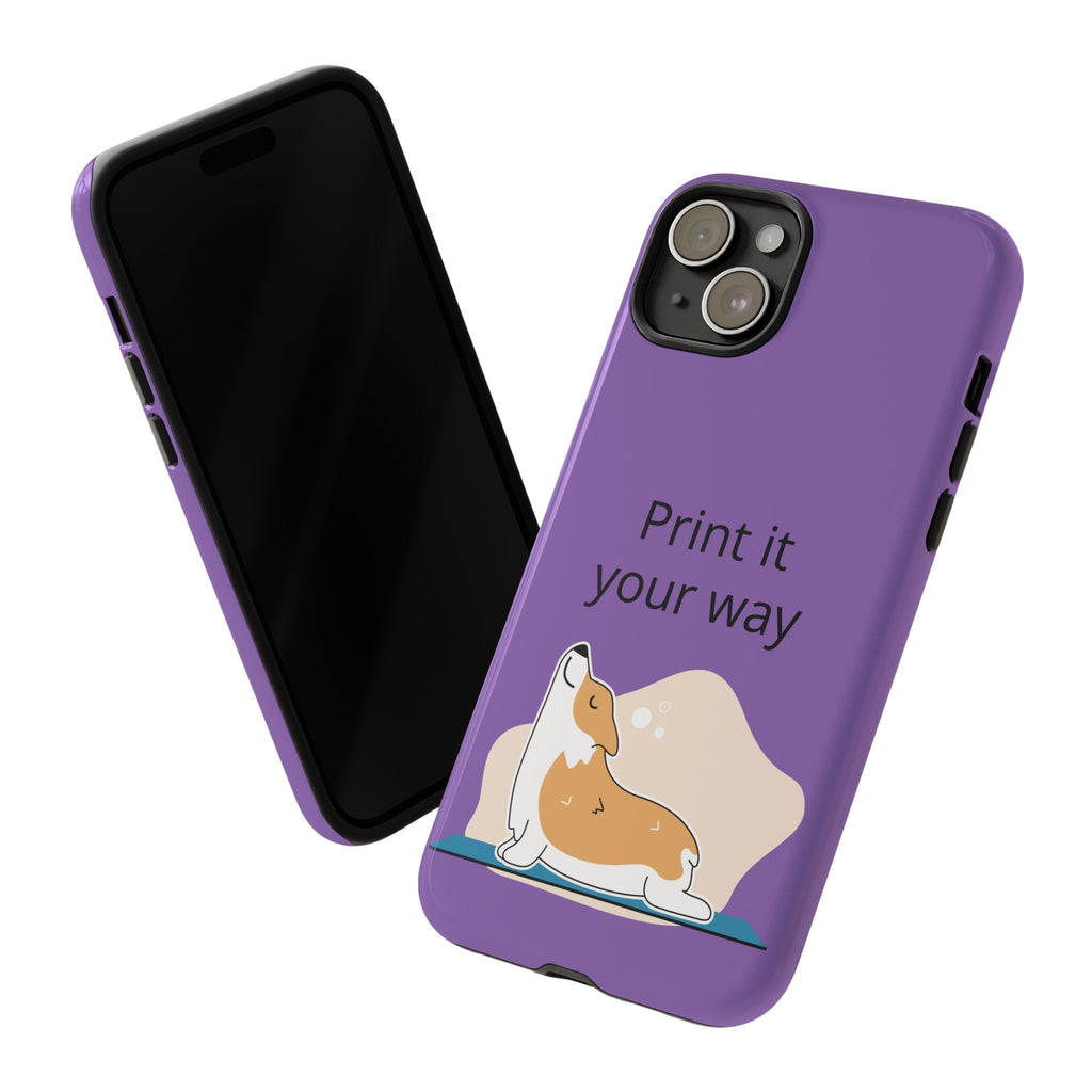 Corgi Stretch Phone Case – "Print it your way" Purple Protective Case