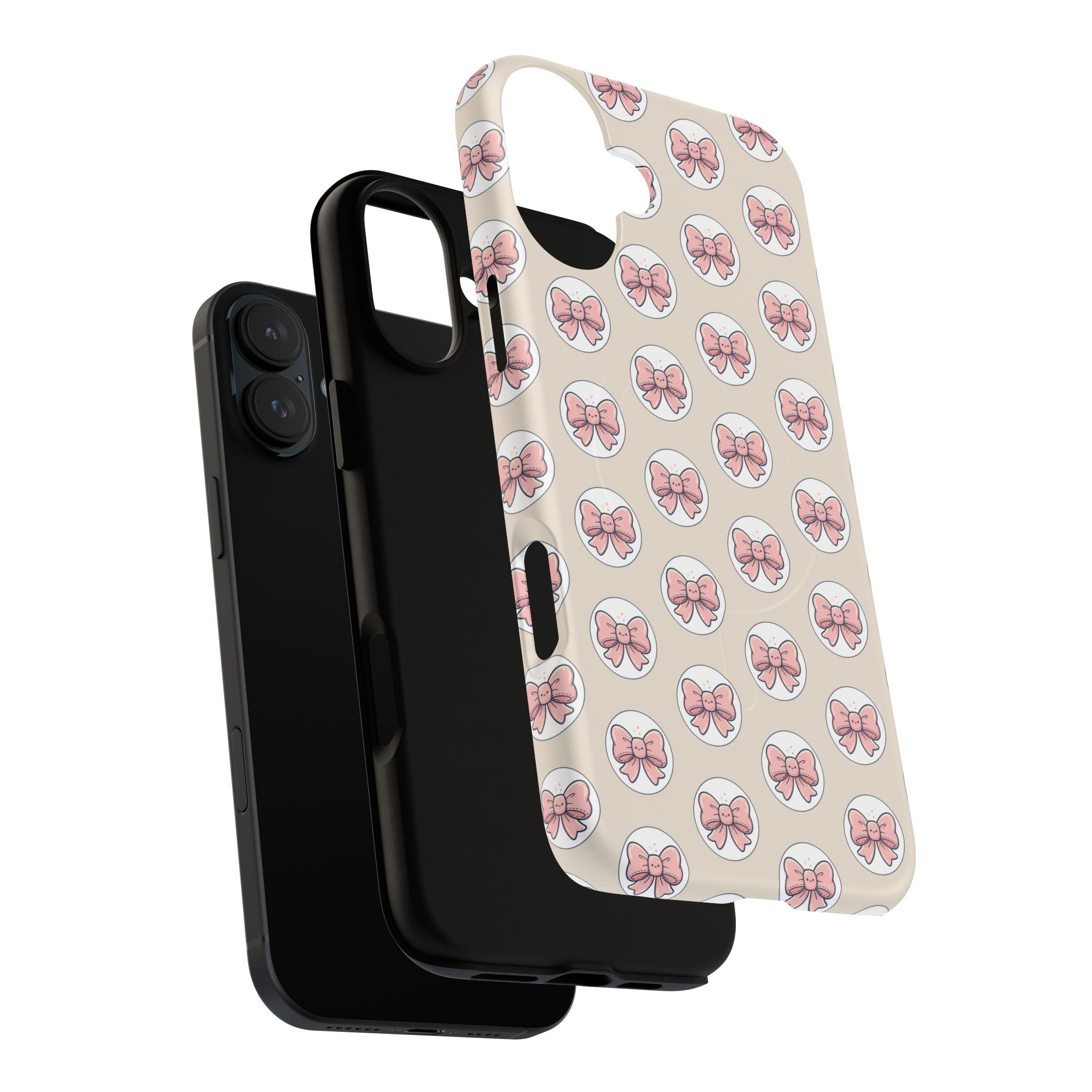 Pink Bow Pattern Tough Magnetic Phone Case — Cute Girly Magnetic Protective Case