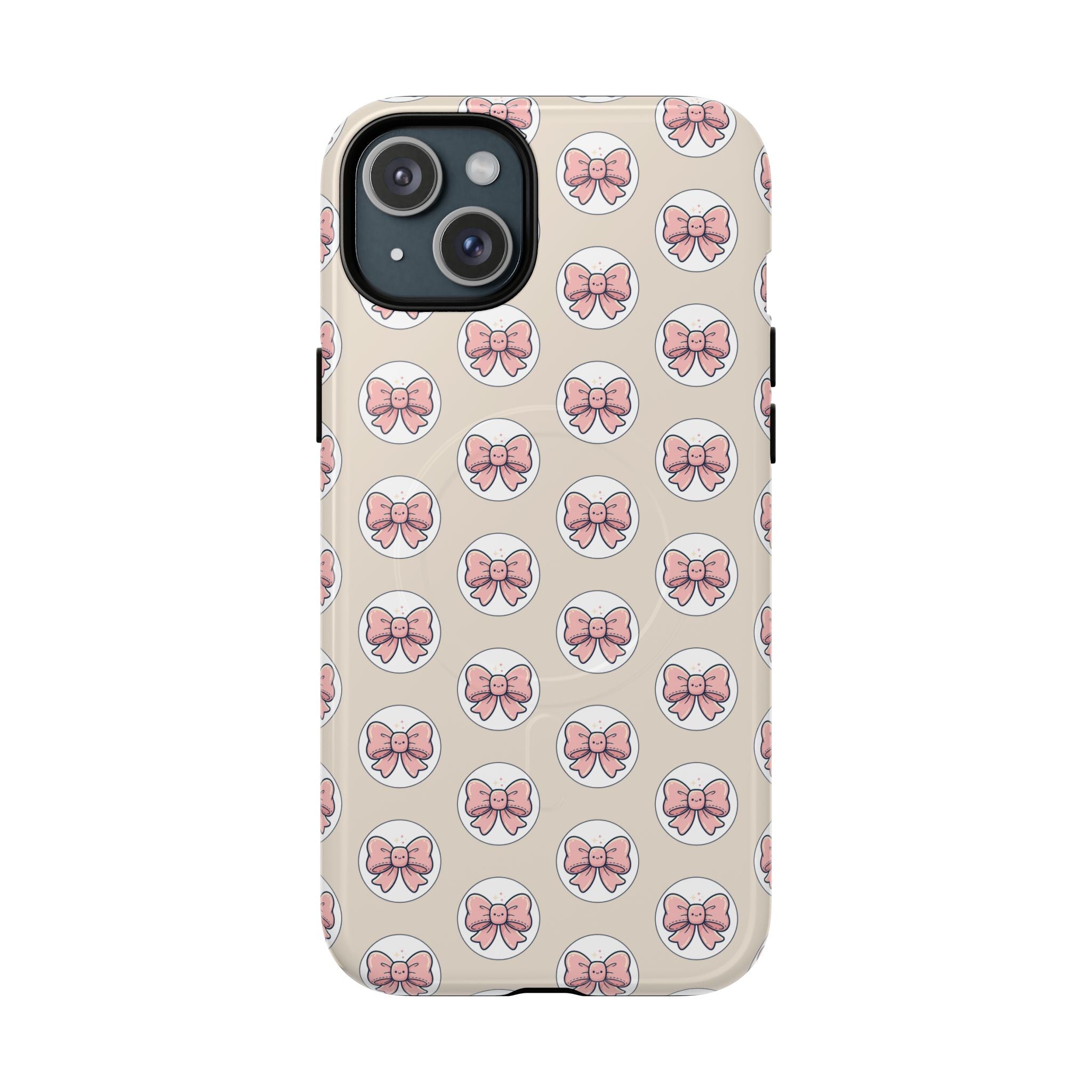 Pink Bow Pattern Tough Magnetic Phone Case — Cute Girly Magnetic Protective Case