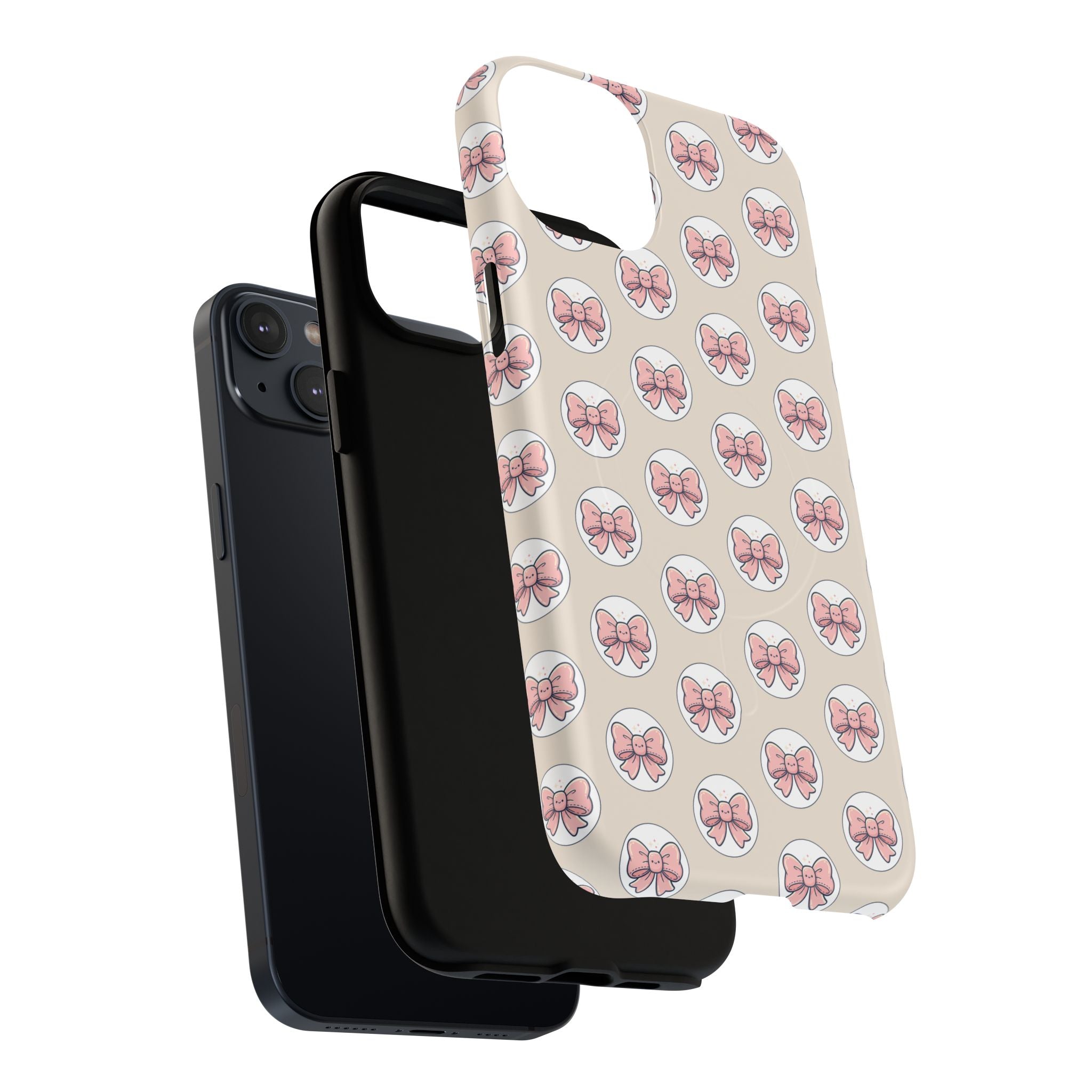 Pink Bow Pattern Tough Magnetic Phone Case — Cute Girly Magnetic Protective Case