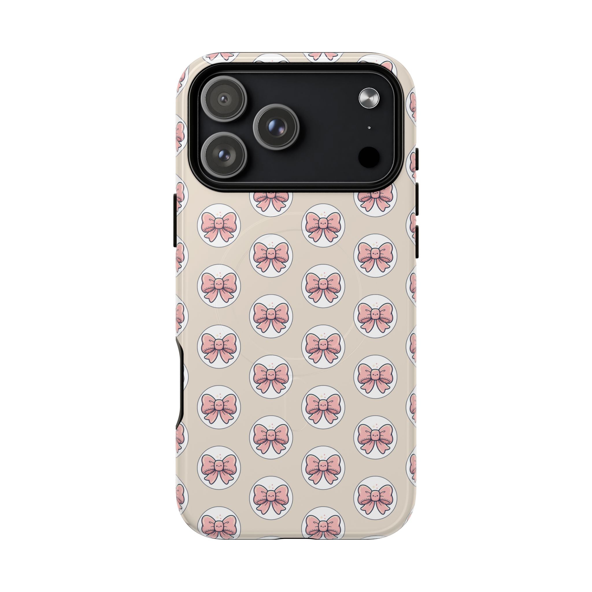 Pink Bow Pattern Tough Magnetic Phone Case — Cute Girly Magnetic Protective Case