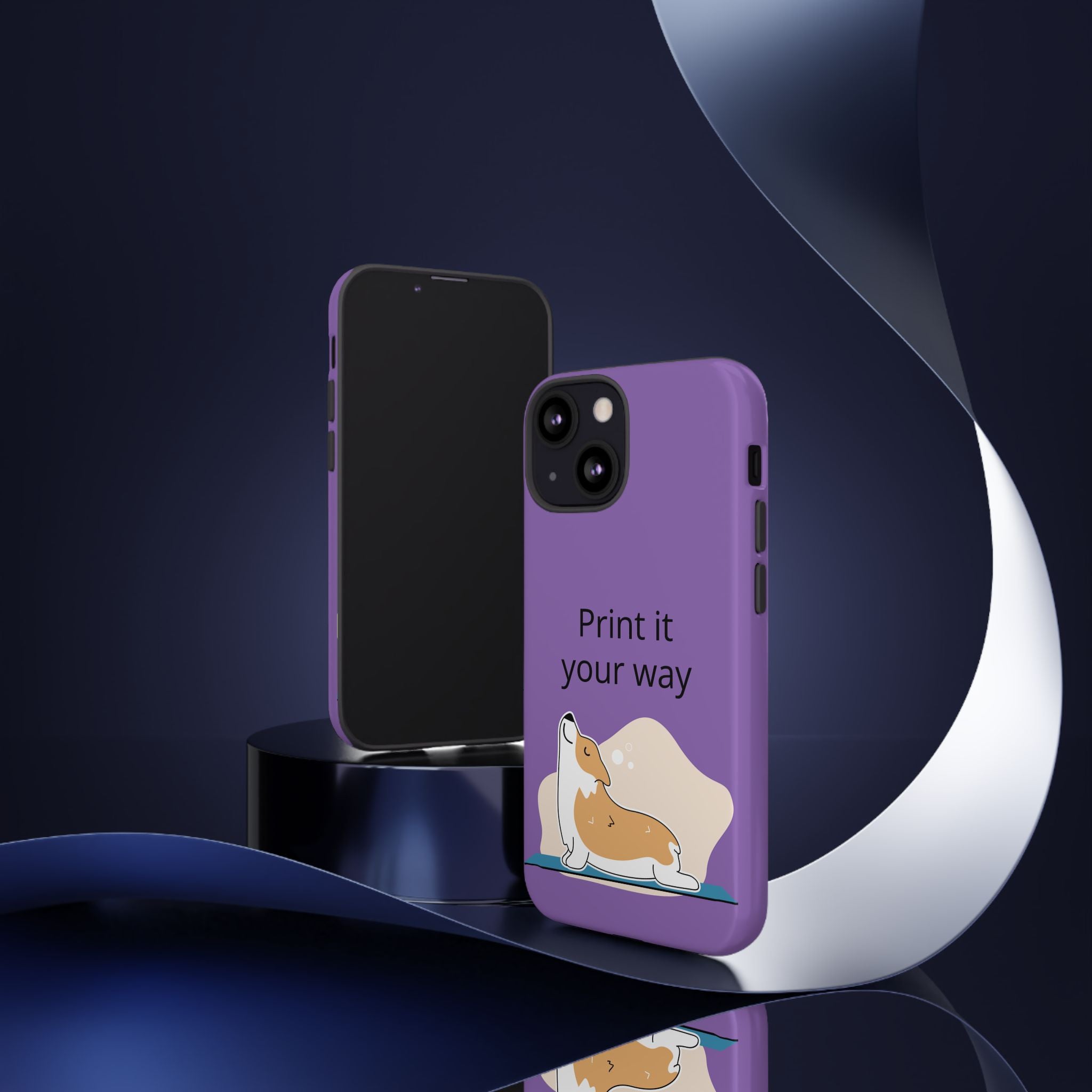 Corgi Stretch Phone Case – "Print it your way" Purple Protective Case