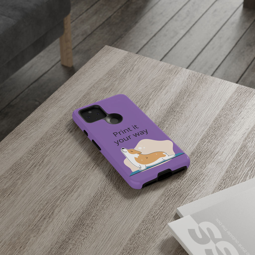 Corgi Stretch Phone Case – "Print it your way" Purple Protective Case
