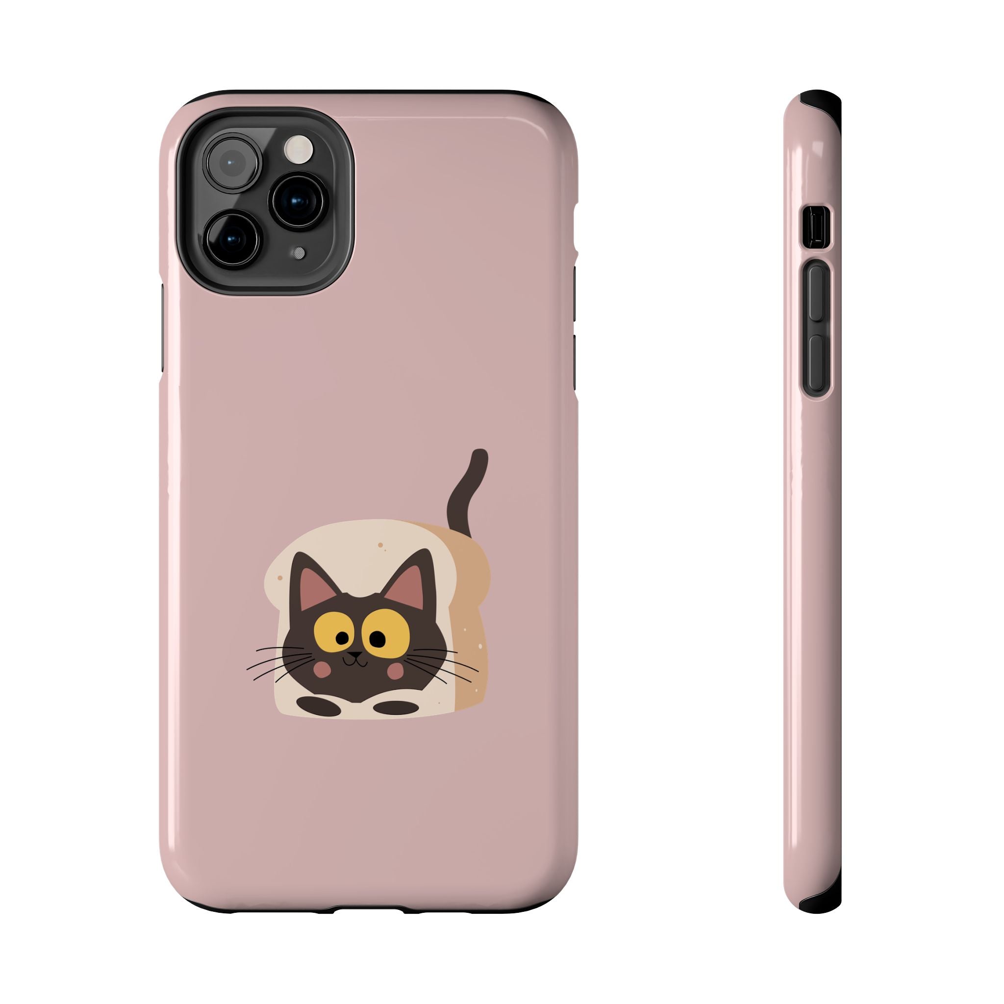 Tough Phone Case — Cute Black Cat in Bread Illustration (Protective iPhone Case)