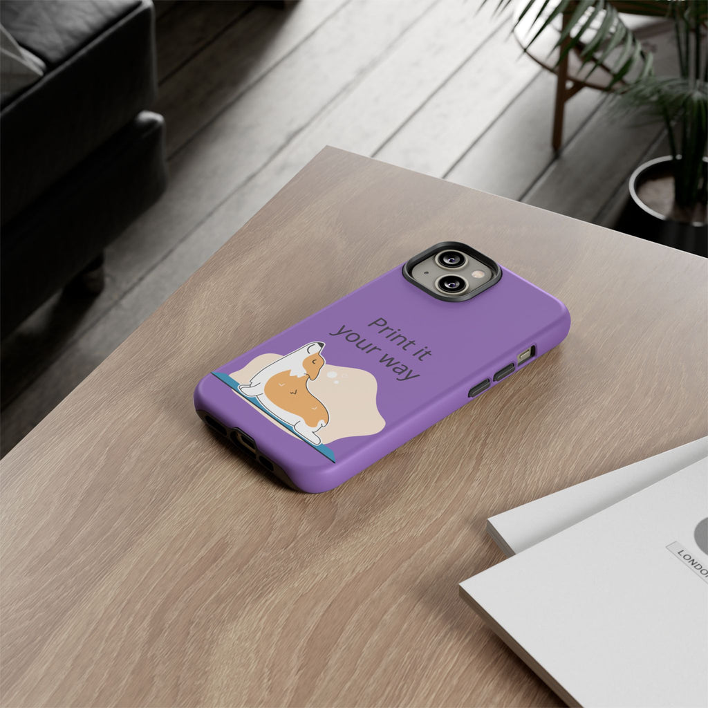 Corgi Stretch Phone Case – "Print it your way" Purple Protective Case