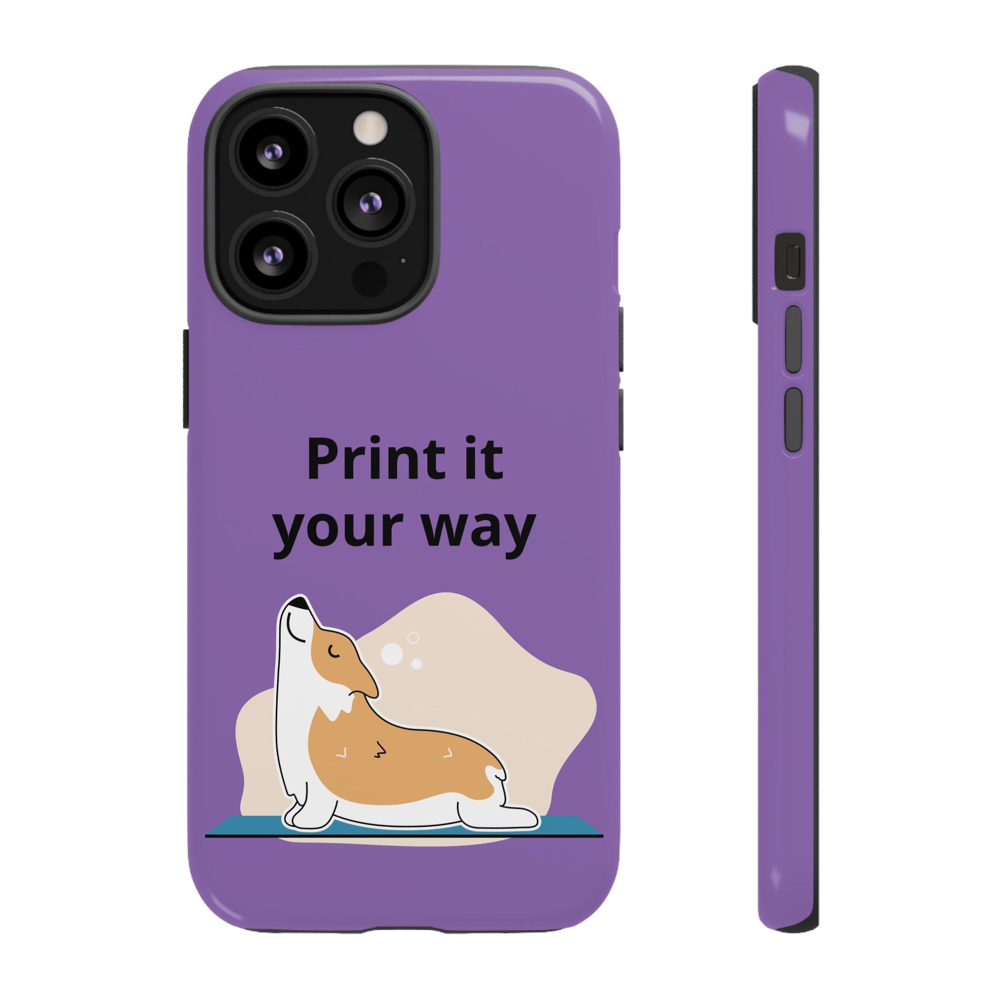 Corgi Stretch Phone Case – "Print it your way" Purple Protective Case