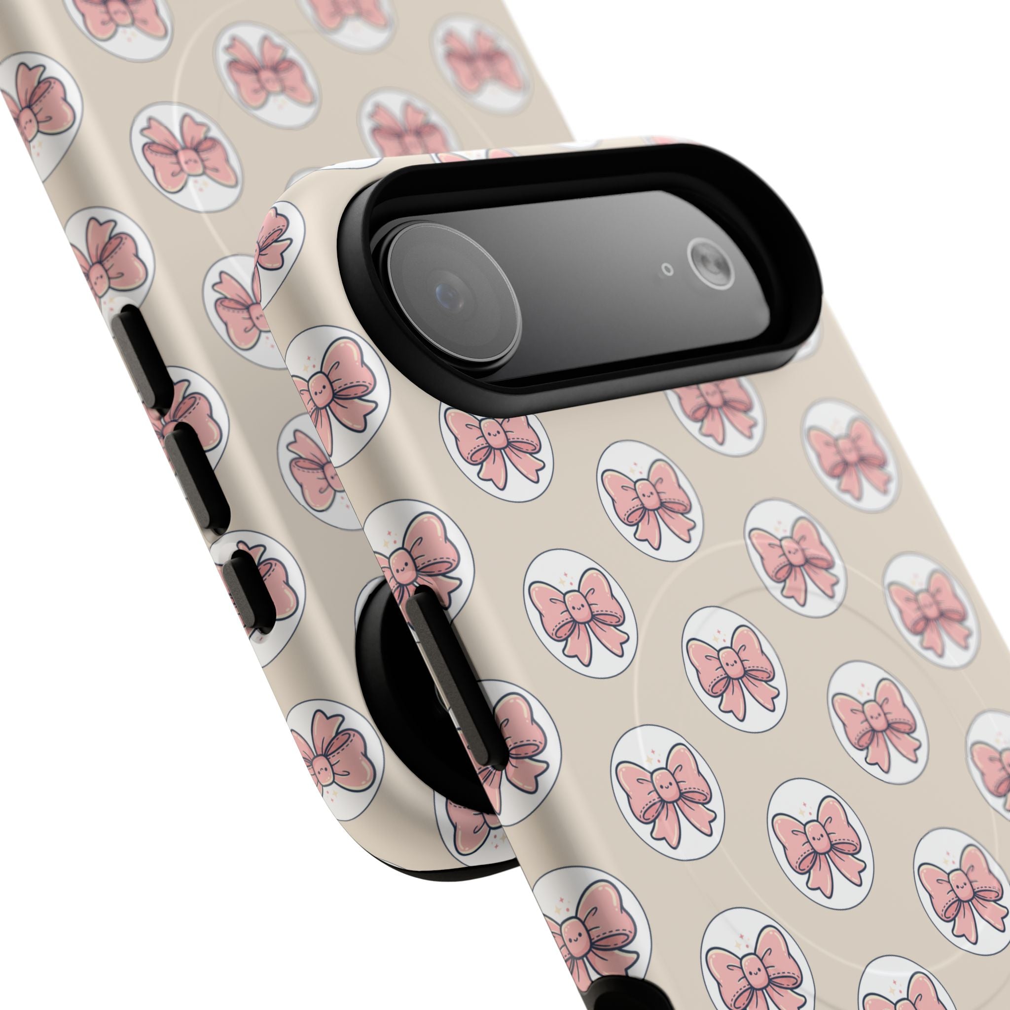 Pink Bow Pattern Tough Magnetic Phone Case — Cute Girly Magnetic Protective Case