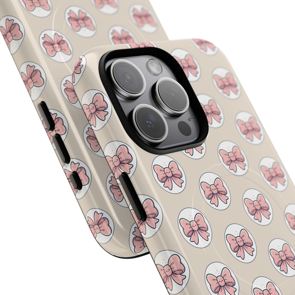 Pink Bow Pattern Tough Magnetic Phone Case — Cute Girly Magnetic Protective Case