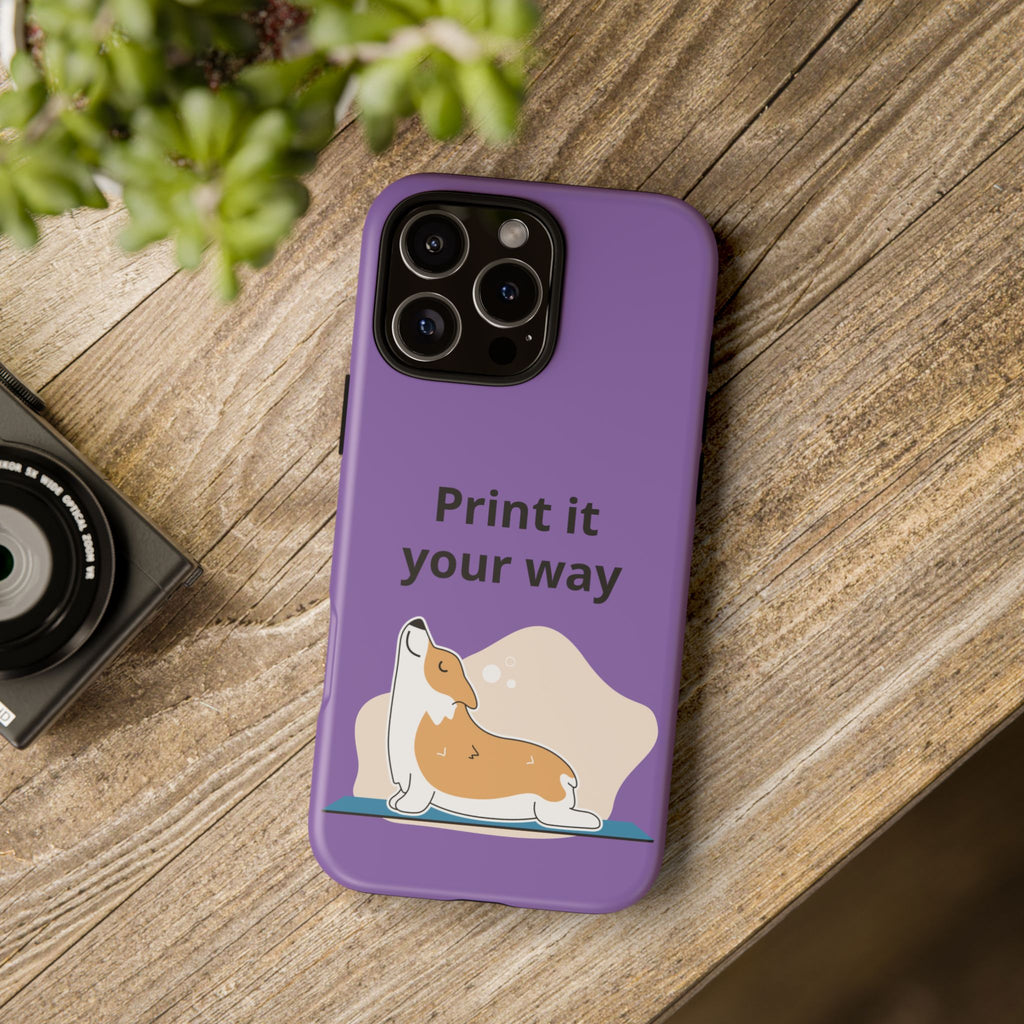 Corgi Stretch Phone Case – "Print it your way" Purple Protective Case