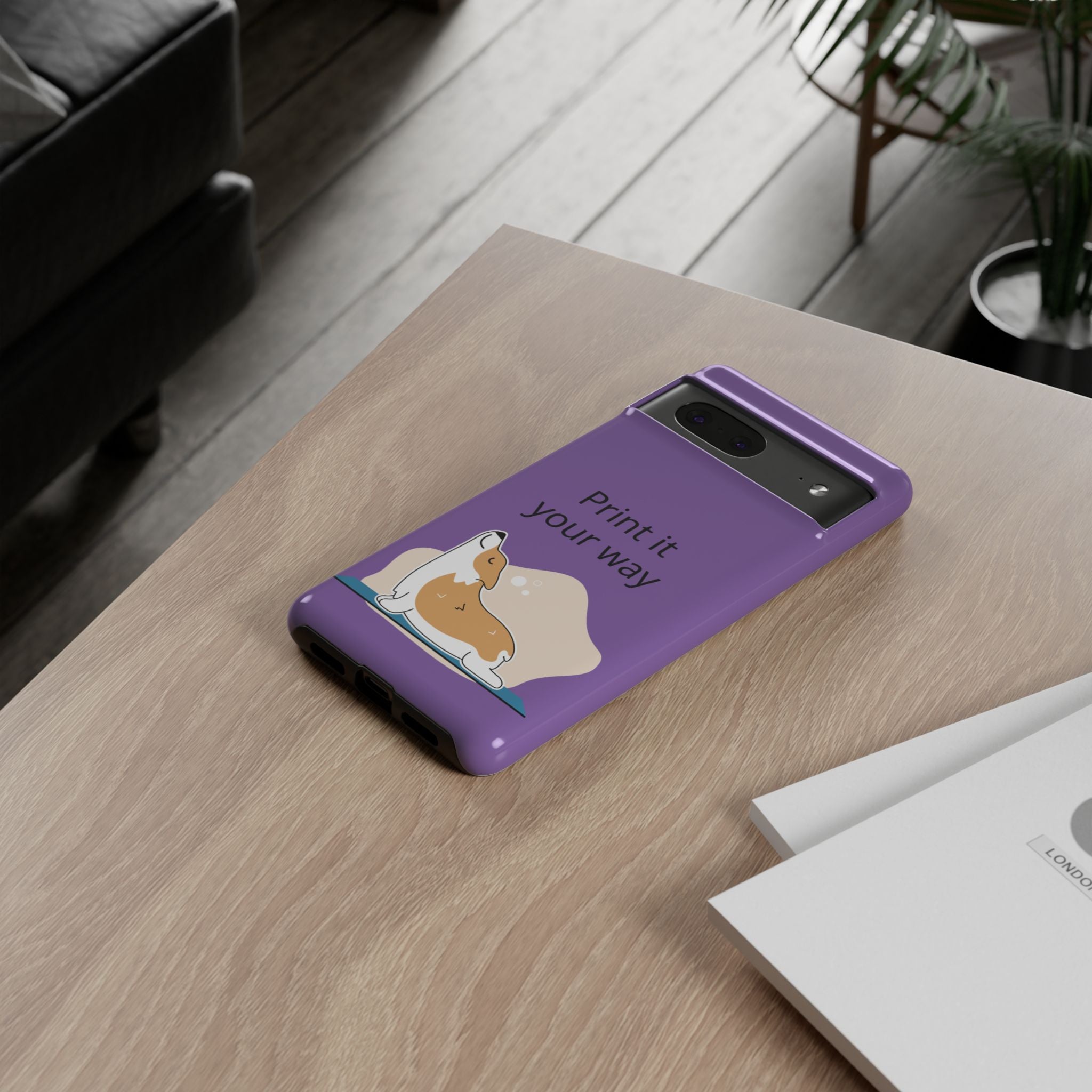 Corgi Stretch Phone Case – "Print it your way" Purple Protective Case
