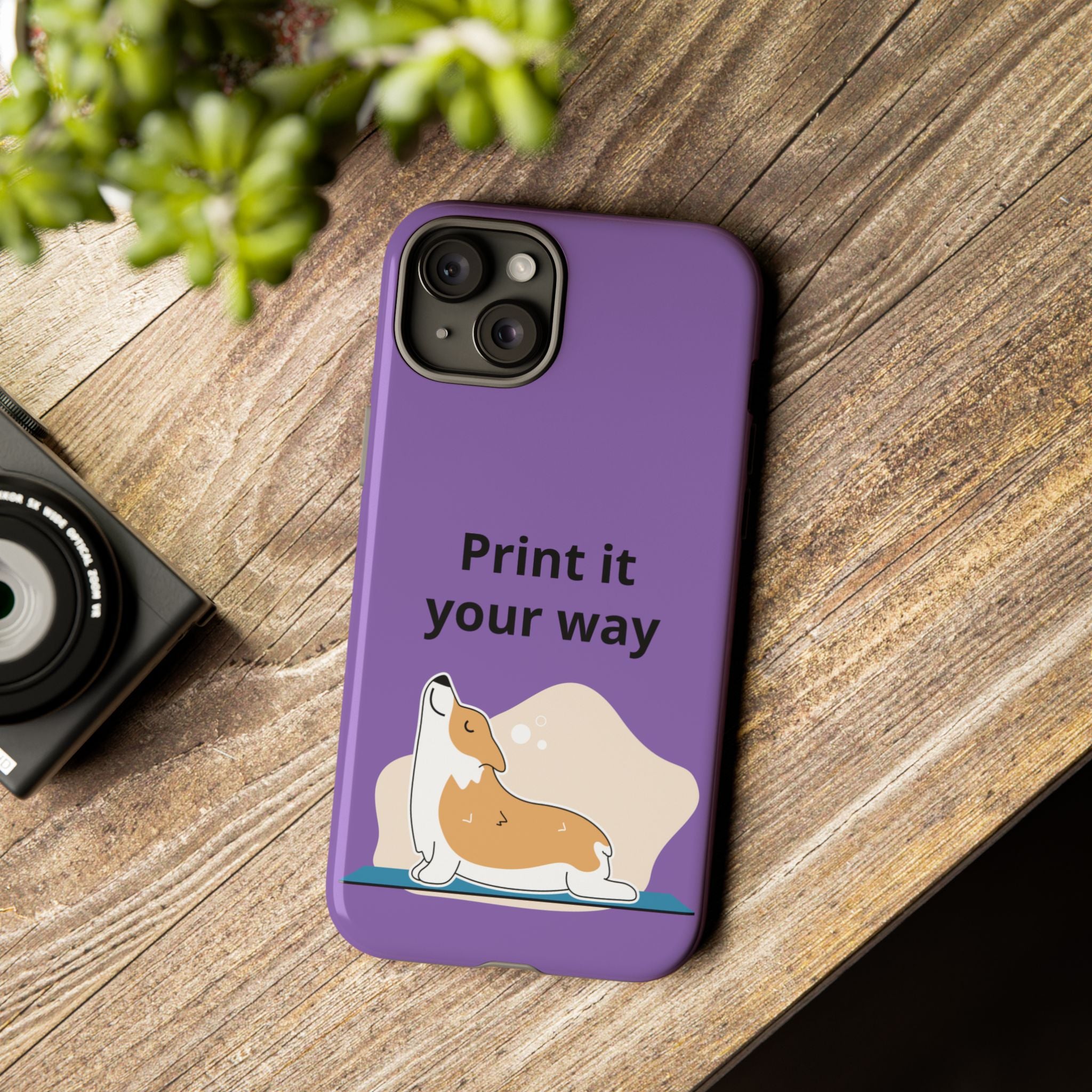 Corgi Stretch Phone Case – "Print it your way" Purple Protective Case