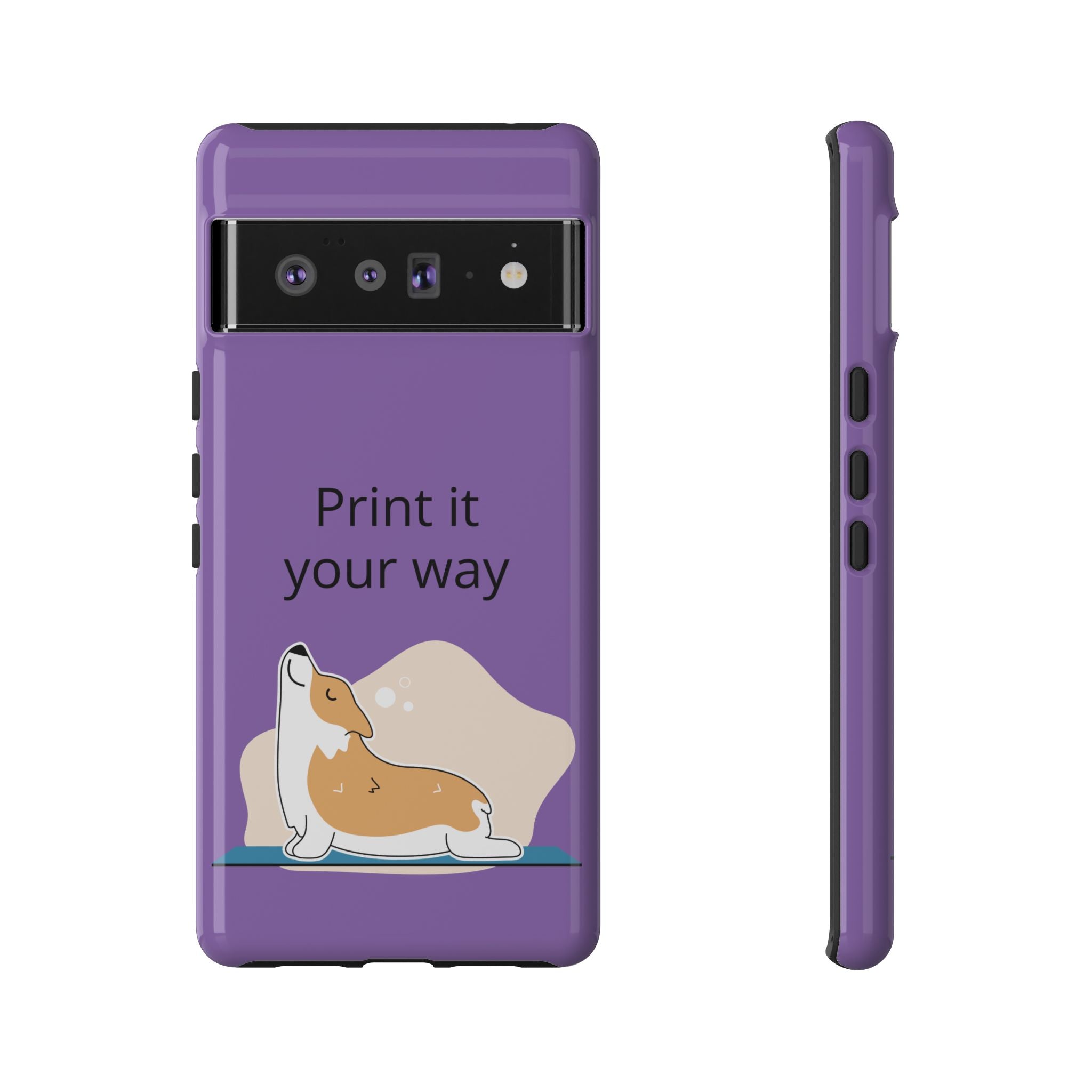 Corgi Stretch Phone Case – "Print it your way" Purple Protective Case